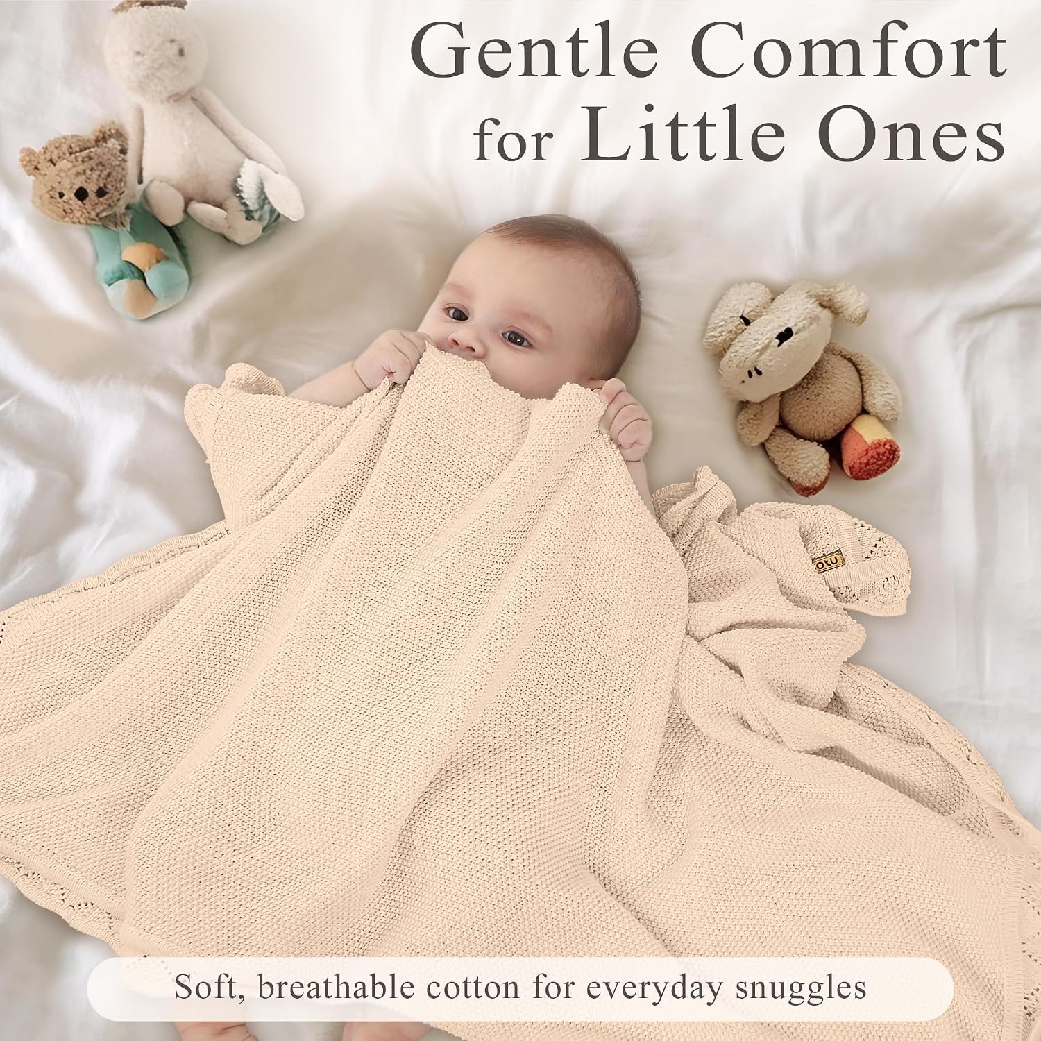 Detalle 2 de Pinuotu Cotton Knitted Baby Blanket 40 x 31 in