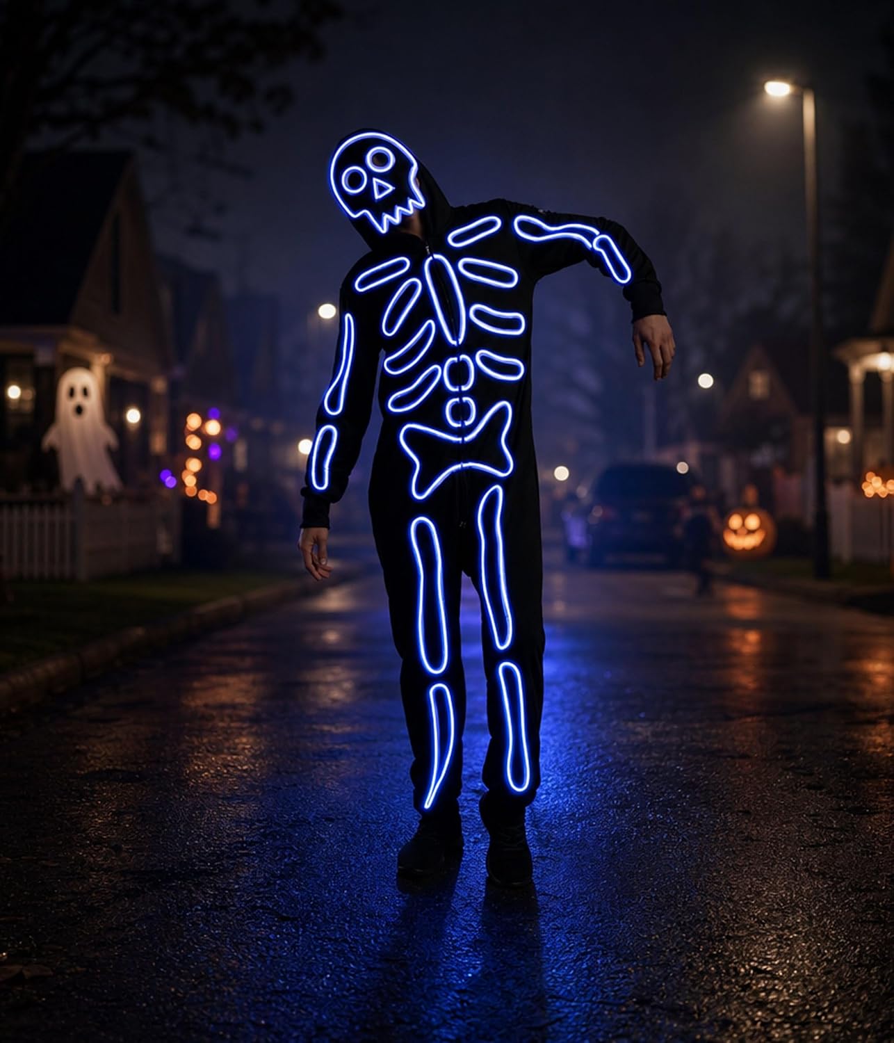Detalle 2 de Tipsy Elves Men's Skeleton Costume Jumpsuit
