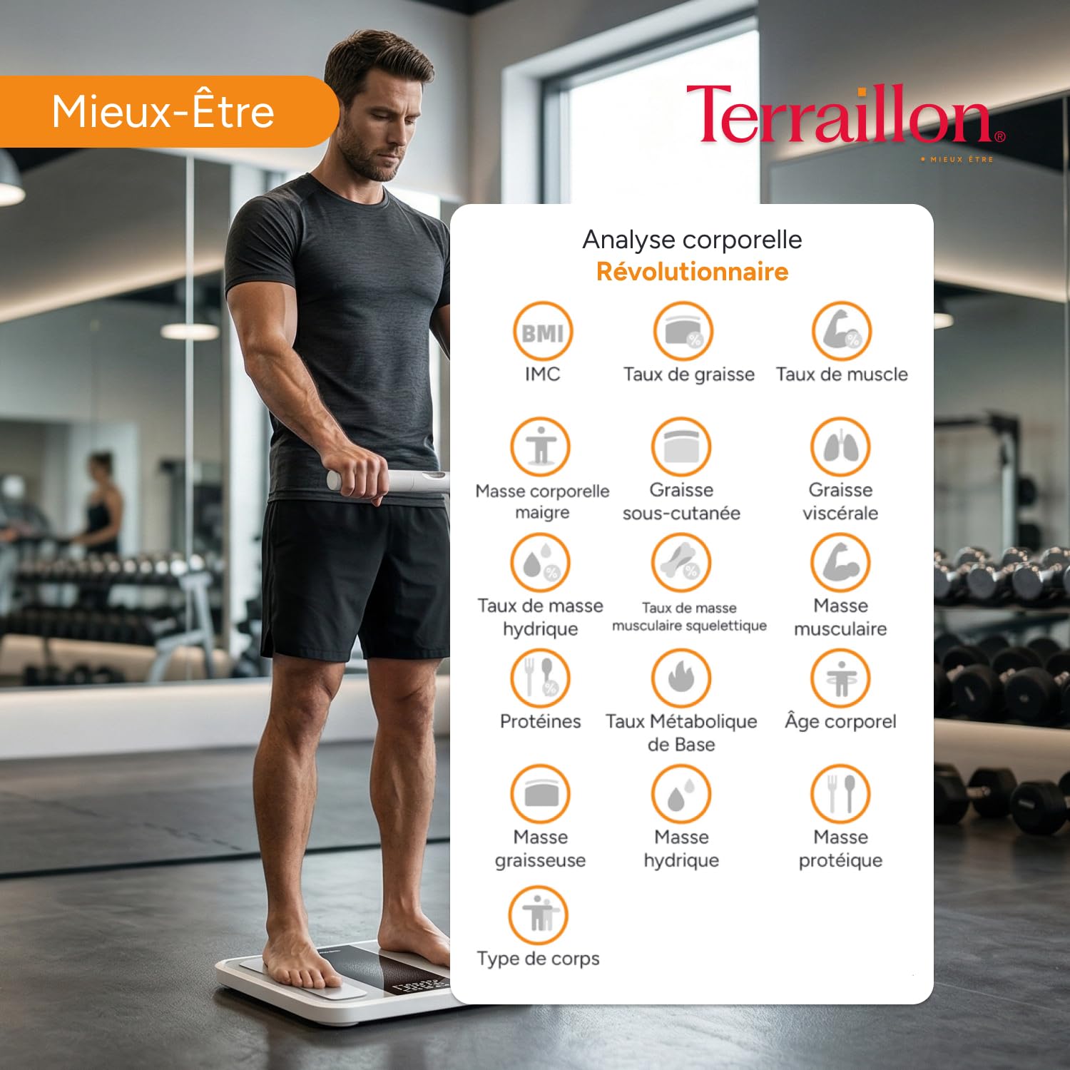Detalle de TERRAILLON Balance Pese personne avec 8 électrodes et suivi via My Body Check