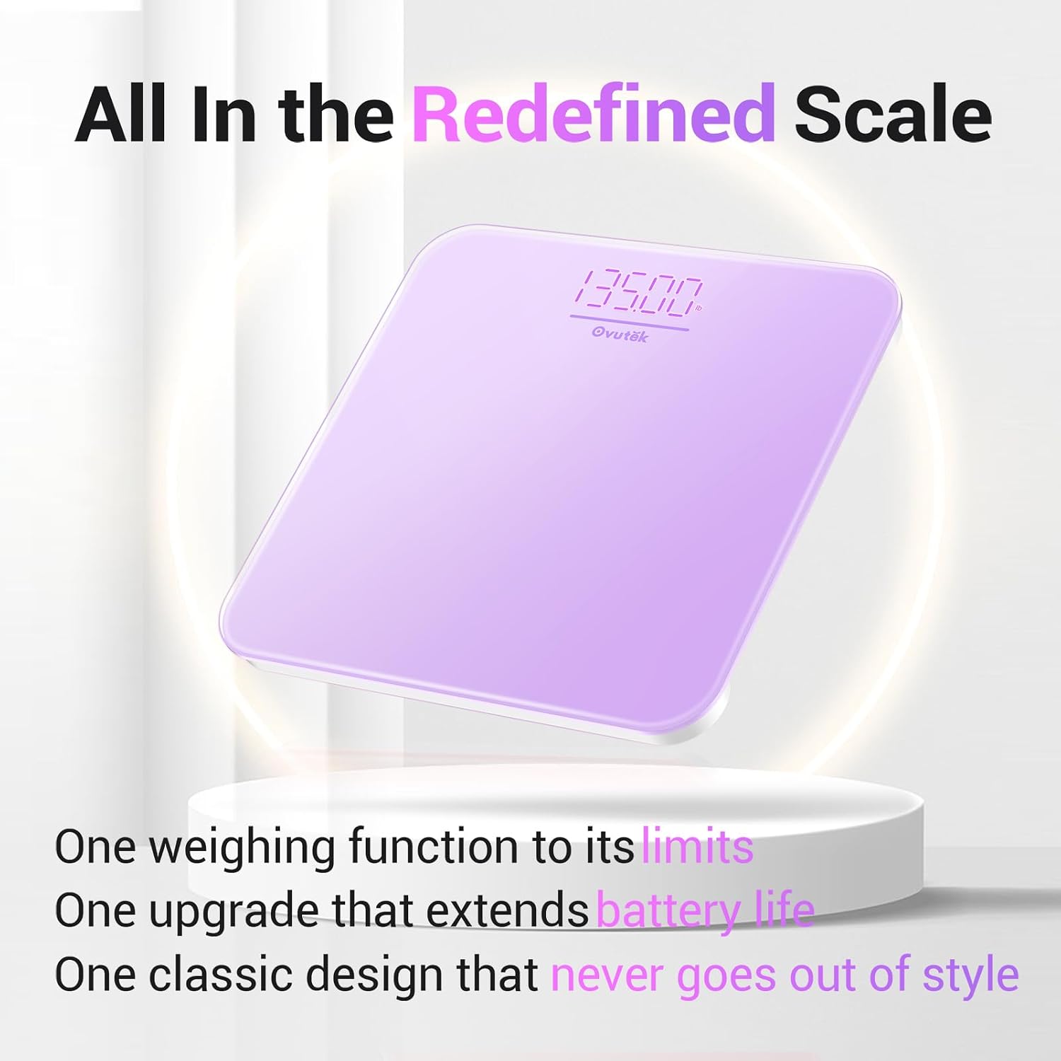 Thumbnail 6 de Ovutek Digital Bathroom Scale, 400 lb, 5 mm Tempered Glass, Purple
