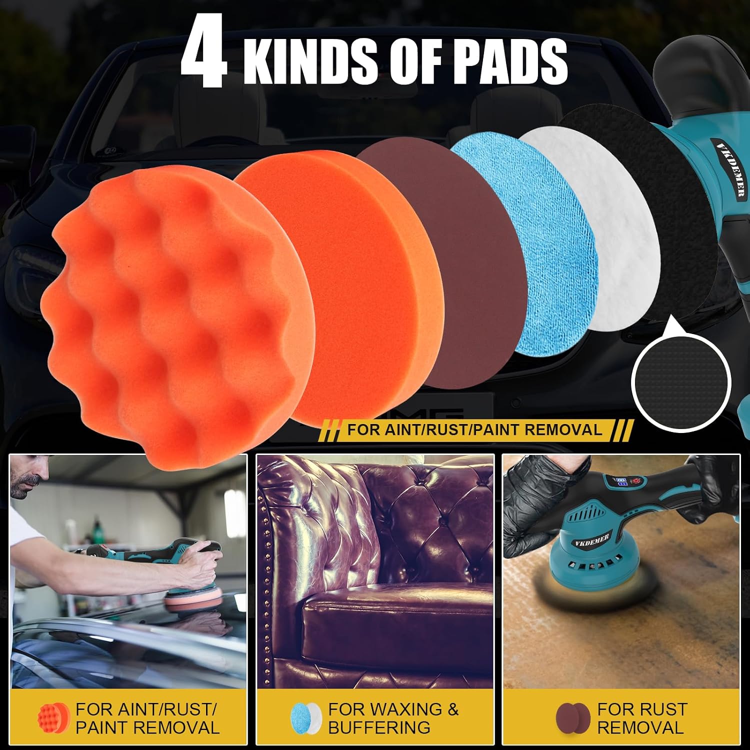 Detalle 2 de Vkdemer Cordless Car Polisher 6-Inch