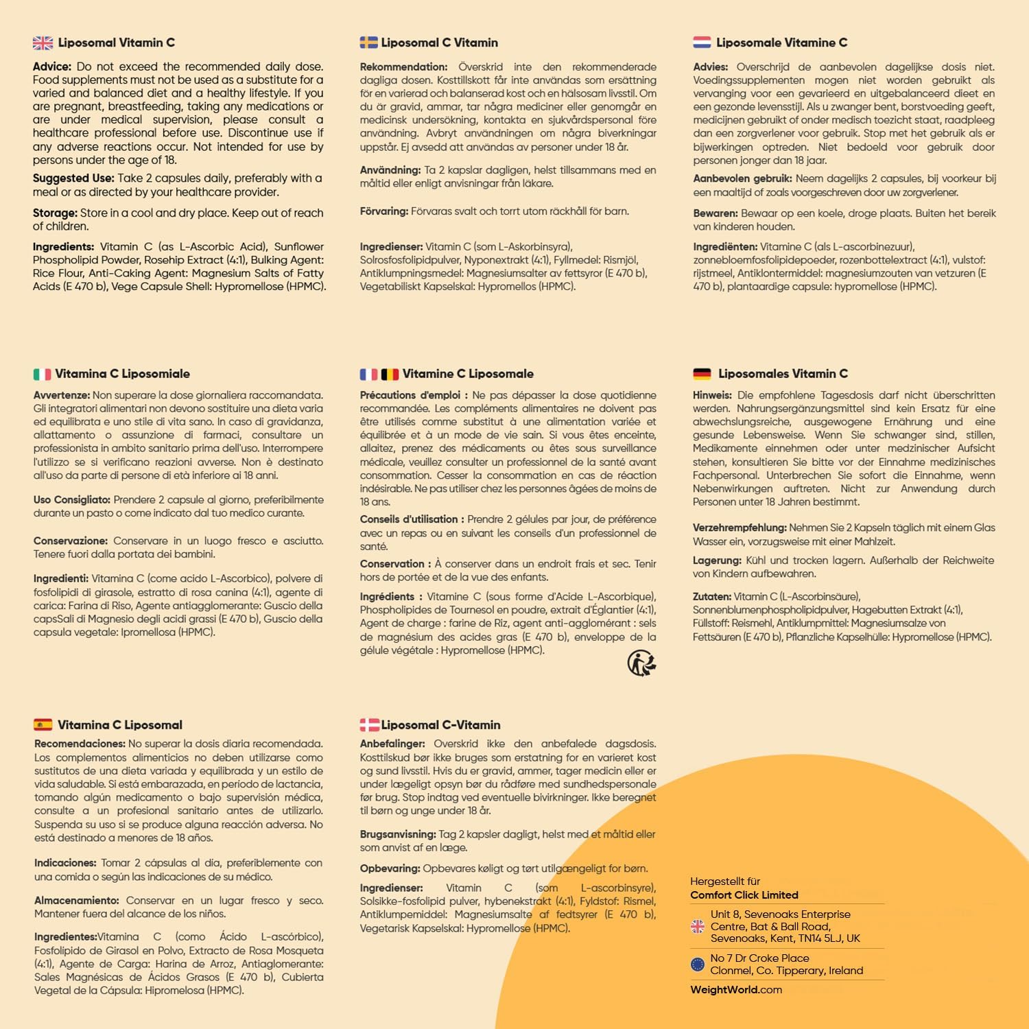 Thumbnail 4 de WeightWorld Liposomales Vitamin C 1000 mg (180 vegane Kapseln) mit Sonnenblumenphospholipiden & Hagebutte