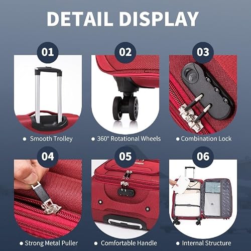 Thumbnail 4 de FLYMAX Cabin Carry-On Flight Bag – 55x35x20 Lightweight 4-Wheel Luggage with TSA Lock