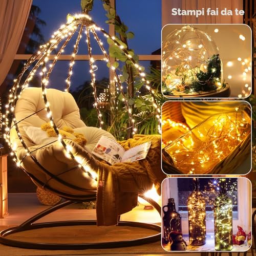 Detalle de HELESIN 12 Luci per Bottiglie: kit decorazione natalizia con 12 stringhe da 2 m e 20 LED Bianco Caldo