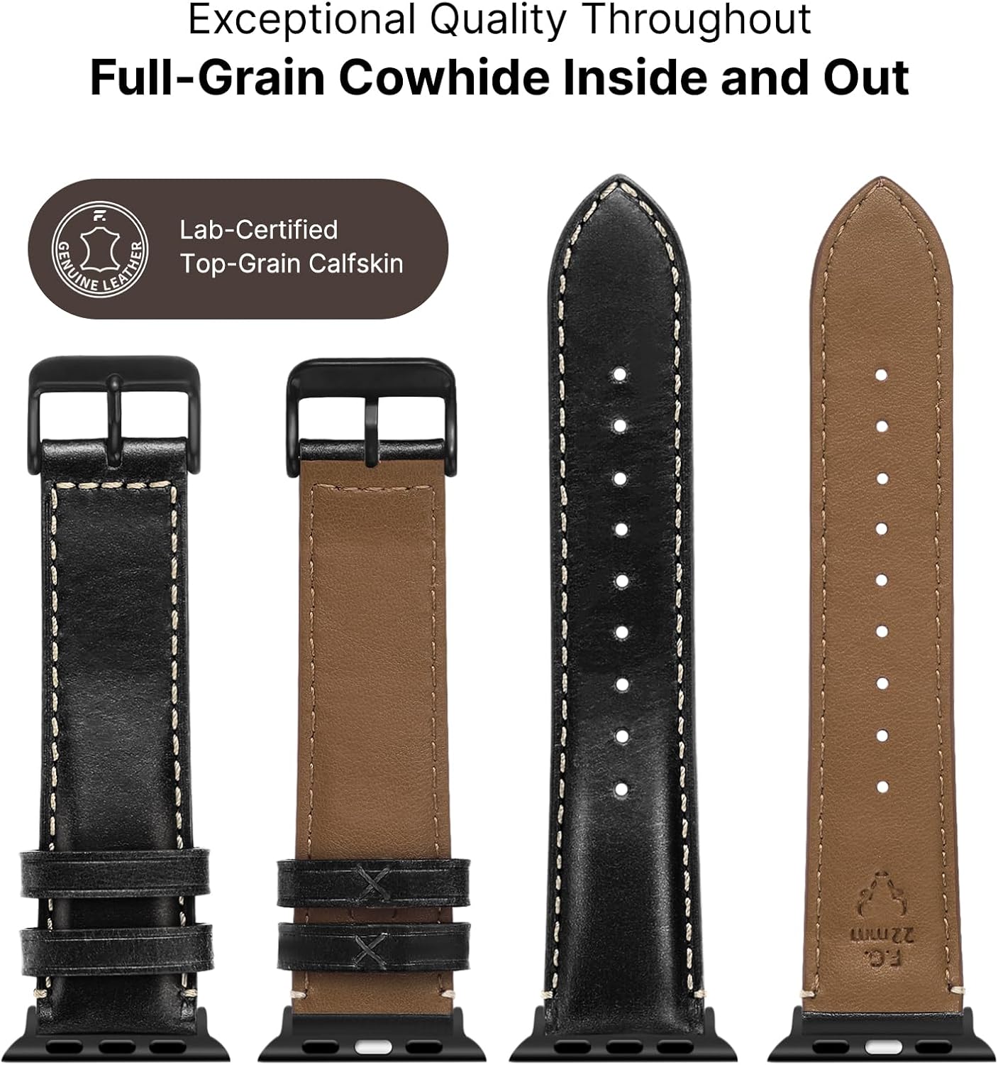 Thumbnail 5 de Fullmosa leather Apple Watch strap 42-46mm