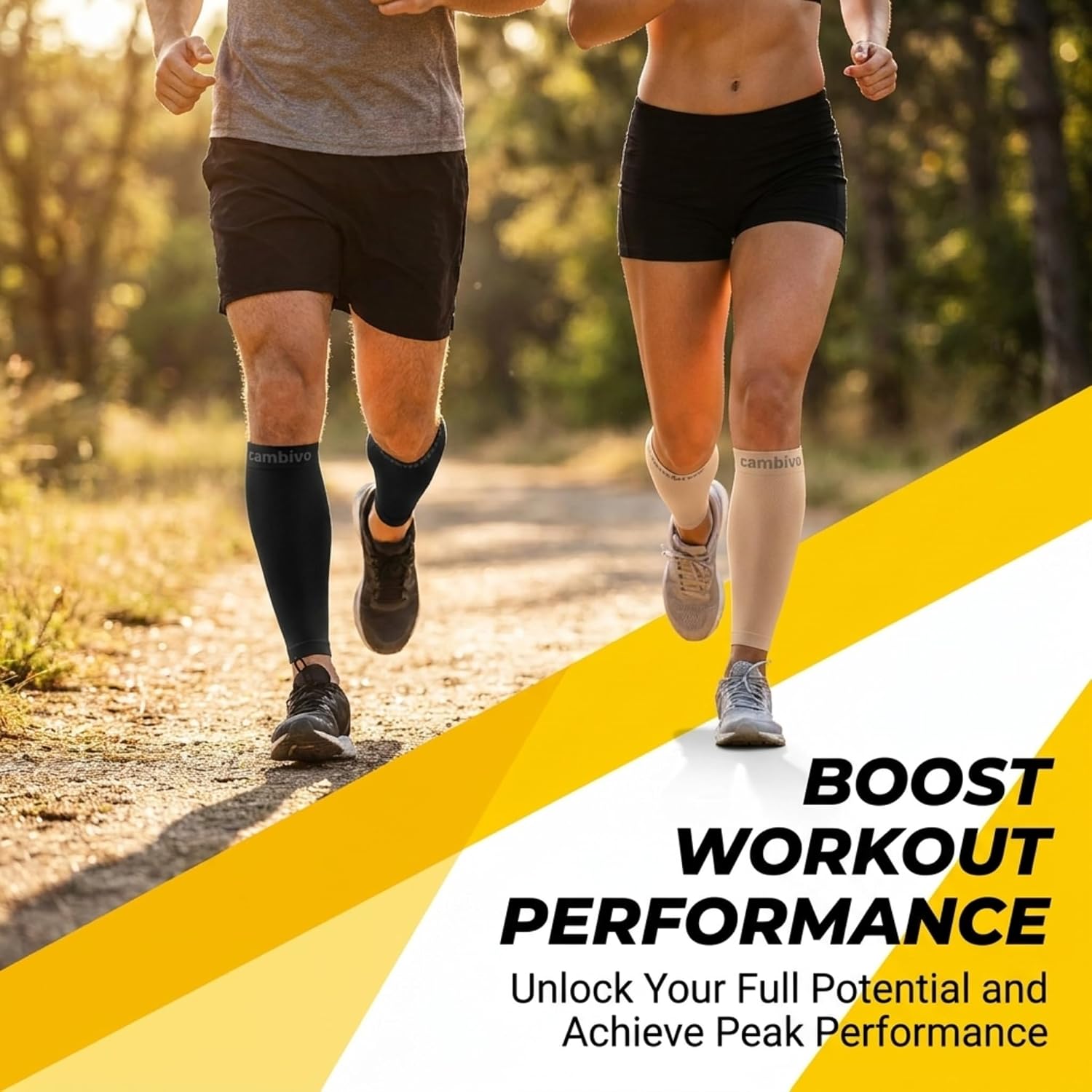 Thumbnail 4 de CAMBIVO 2 Pairs Compression Calf Sleeves (20-30 mmHg) – Footless, Graduated Support for Flying, Running and Daily Wear