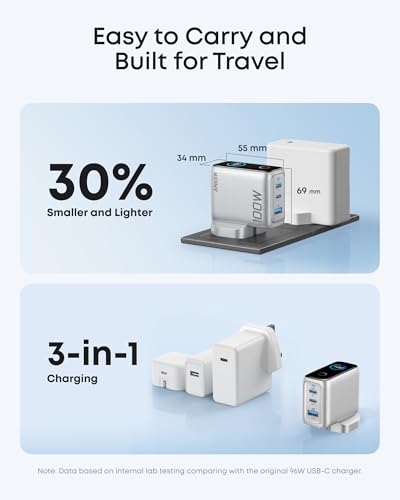 Thumbnail 3 de Anker 100W USB-C Charger with 3 Ports: Ultra-Compact GaN Power for MacBook, iPad and iPhone
