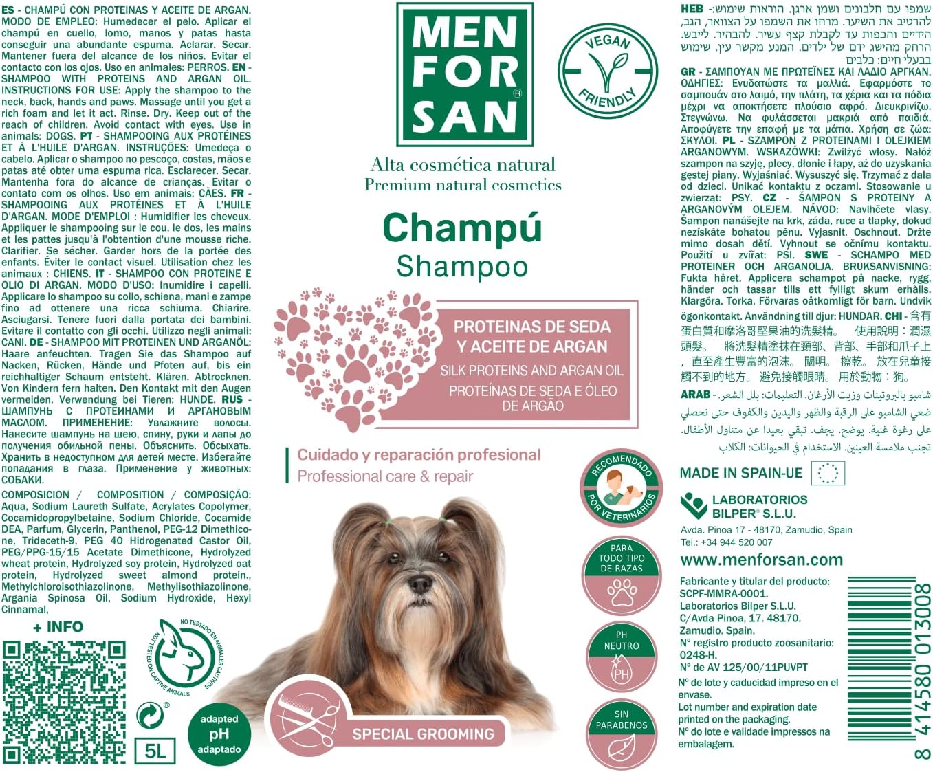Detalle 2 de Shampooing Men for San Chien Huile d'Argan (5 L) – Cura piramide per capelli uomo