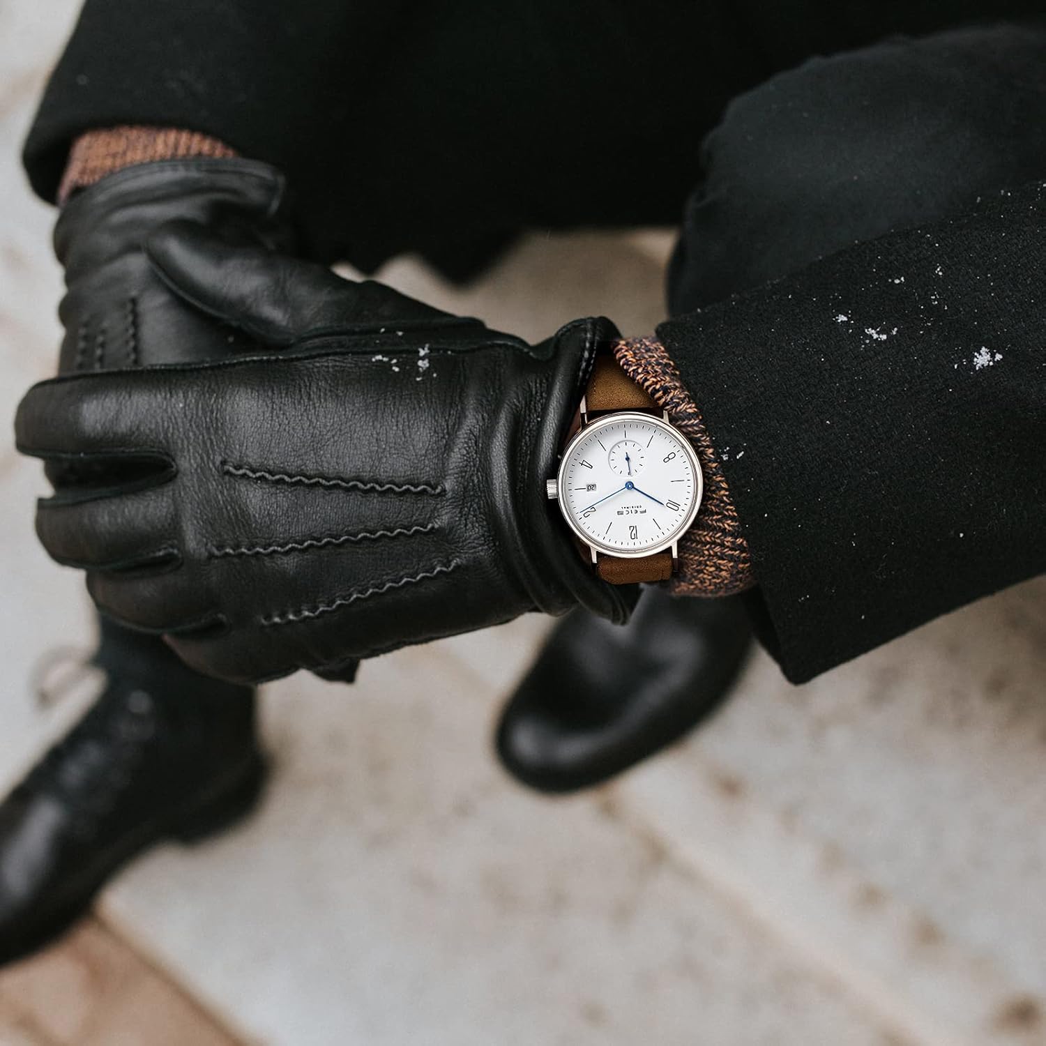 Detalle de FEICE FM201 Orologio automatico unisex con vetro zaffiro e quadrante minimal Bauhaus