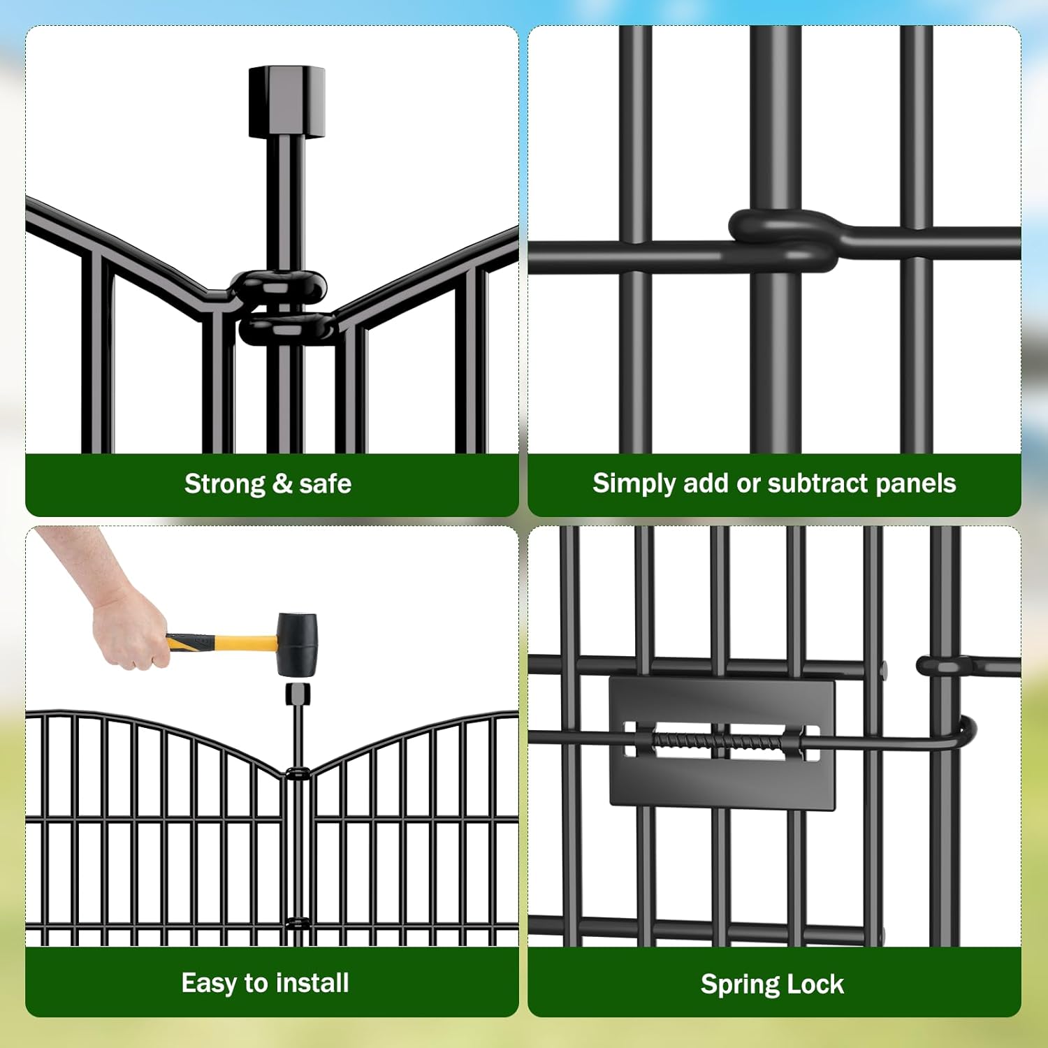 Detalle de 10 Panels No Dig Decorative Garden Fence with Gate – 61 cm H x 6.1 m L
