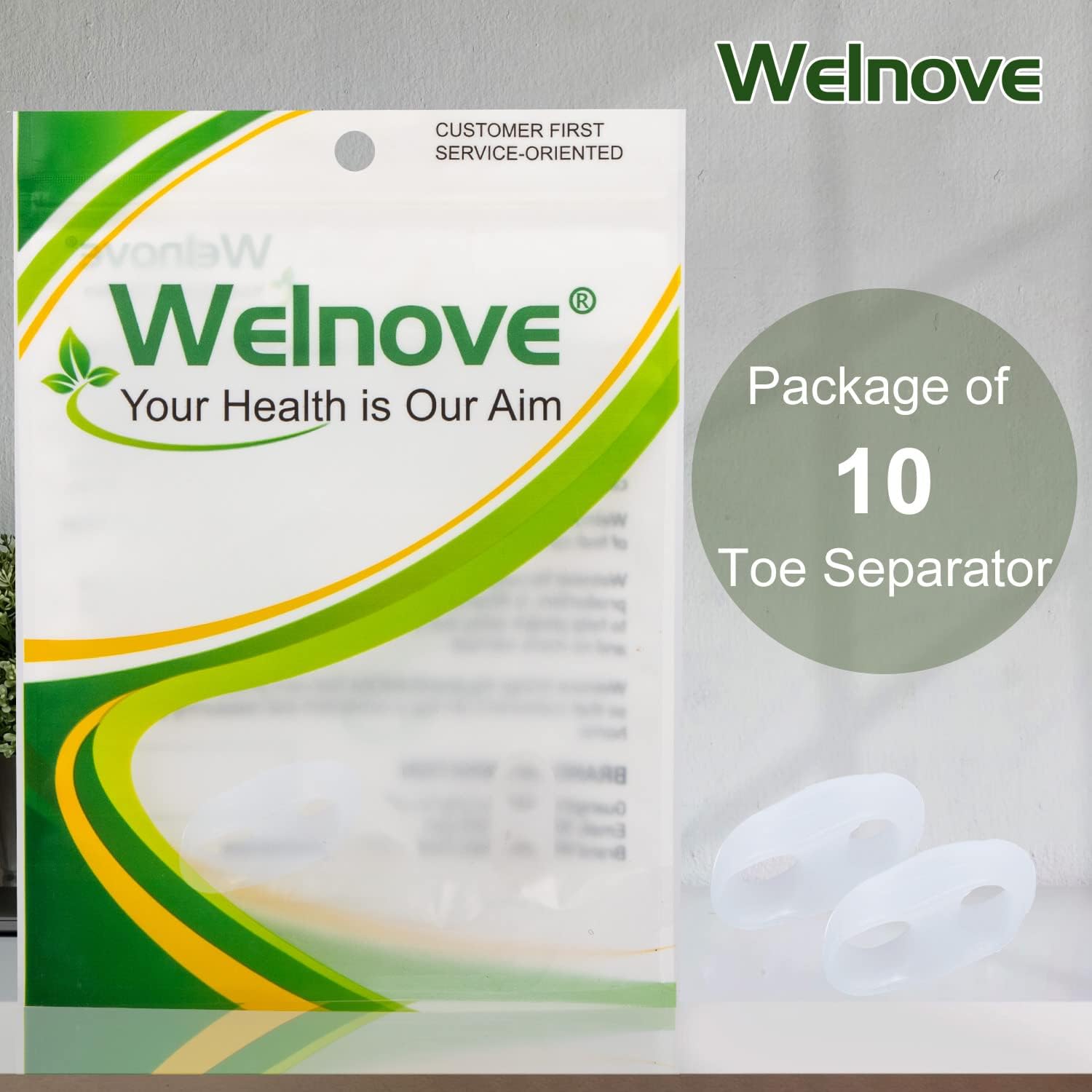 Thumbnail 6 de Welnove 10er-Pack Ballenzehen-Korrektur mit 2 Schlaufen – Zehentrenner für Kleinzehenabstand (Weiß)
