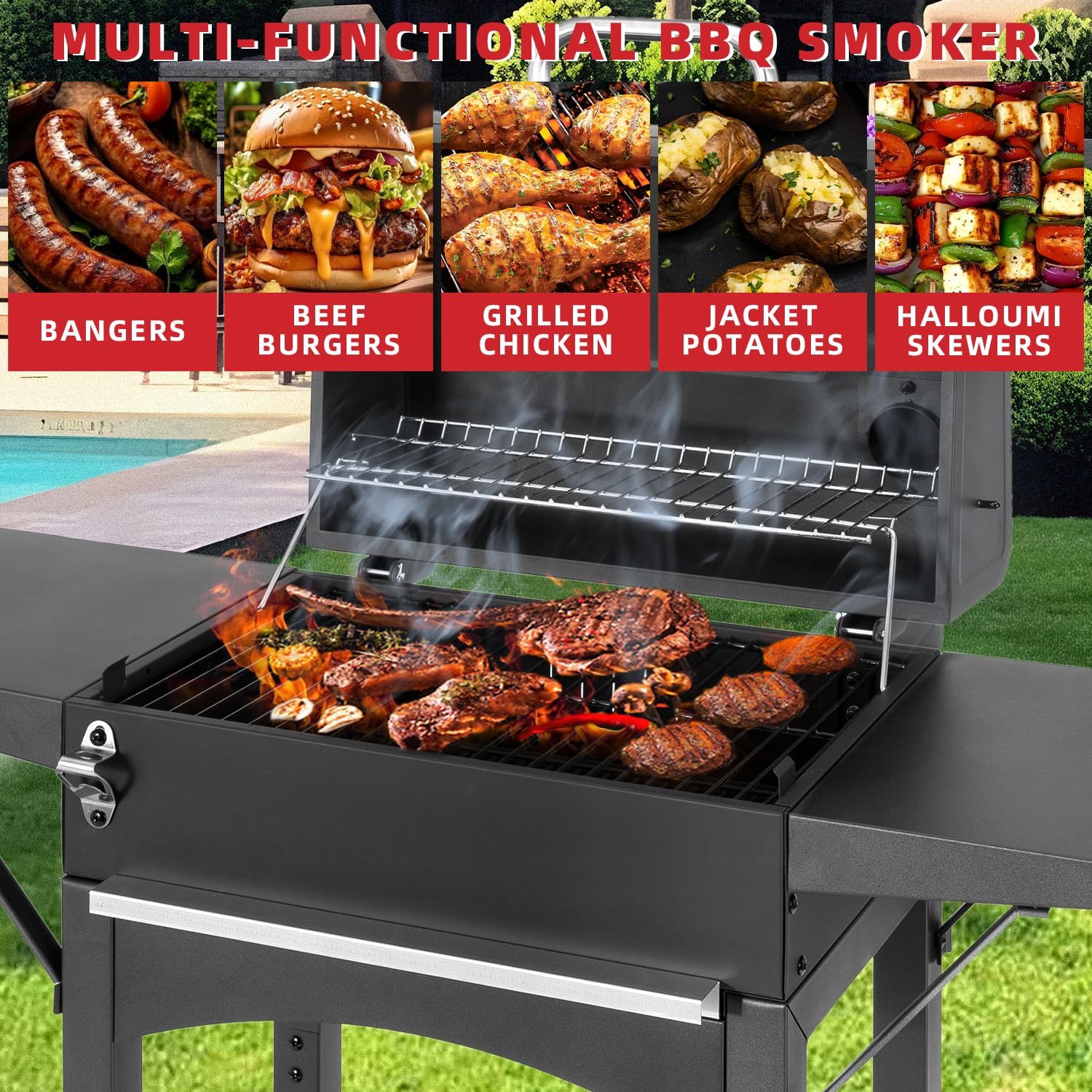 Thumbnail 6 de Portable BBQ Barbecue Grill Outdoor Compact Smoker