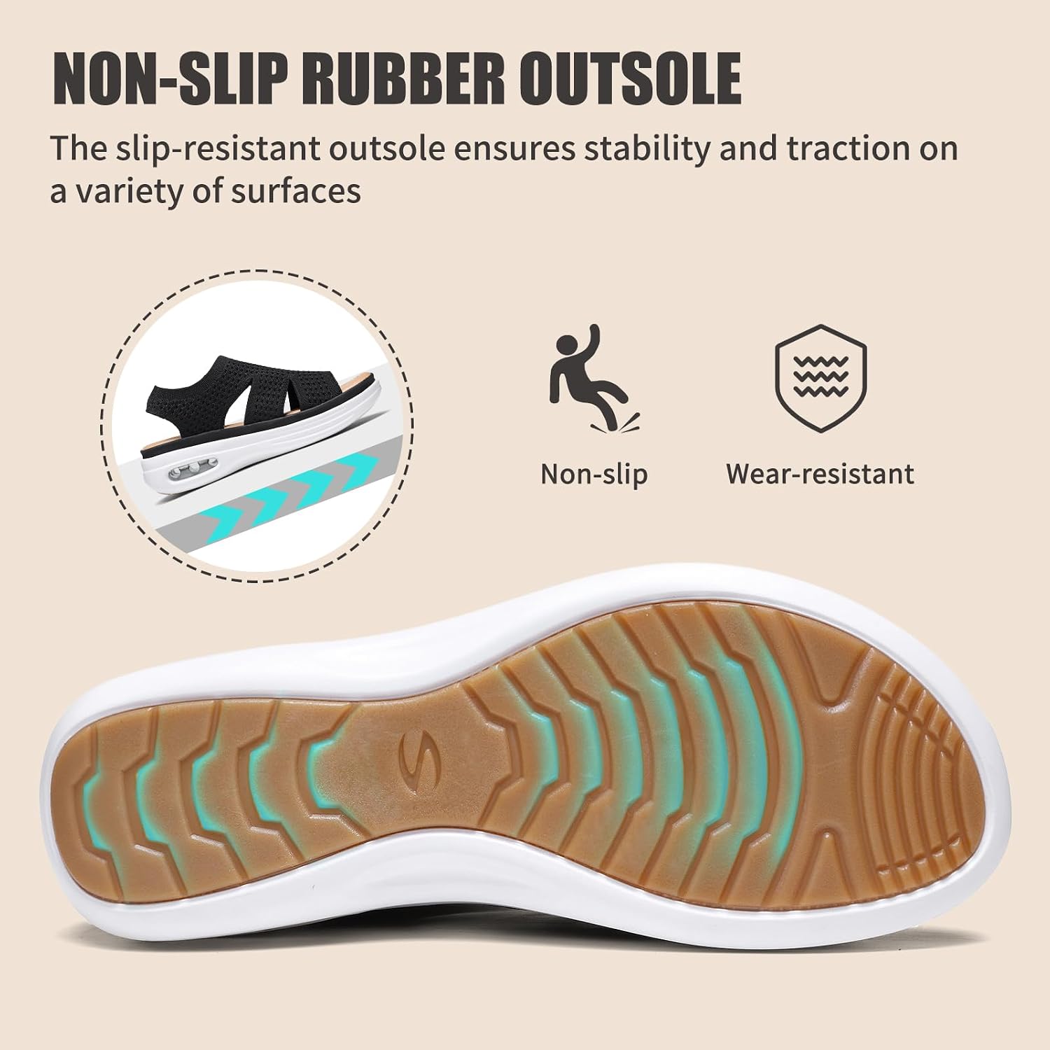 Detalle 2 de Hanani Women Walking Sandals with Air Cushion Heel Support