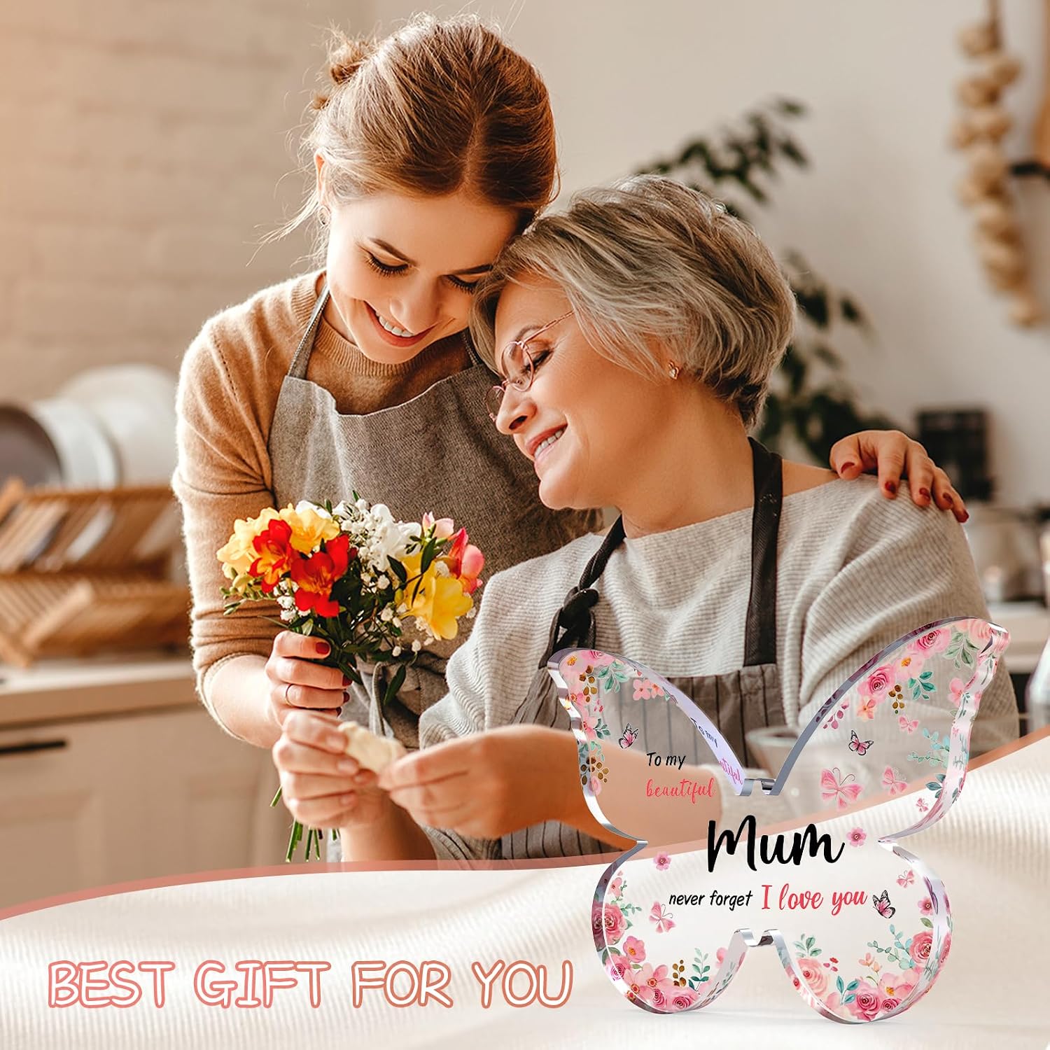 Detalle 2 de Butterfly-shaped acrylic plaque Mothers Day gift for Mum, from daughter or son