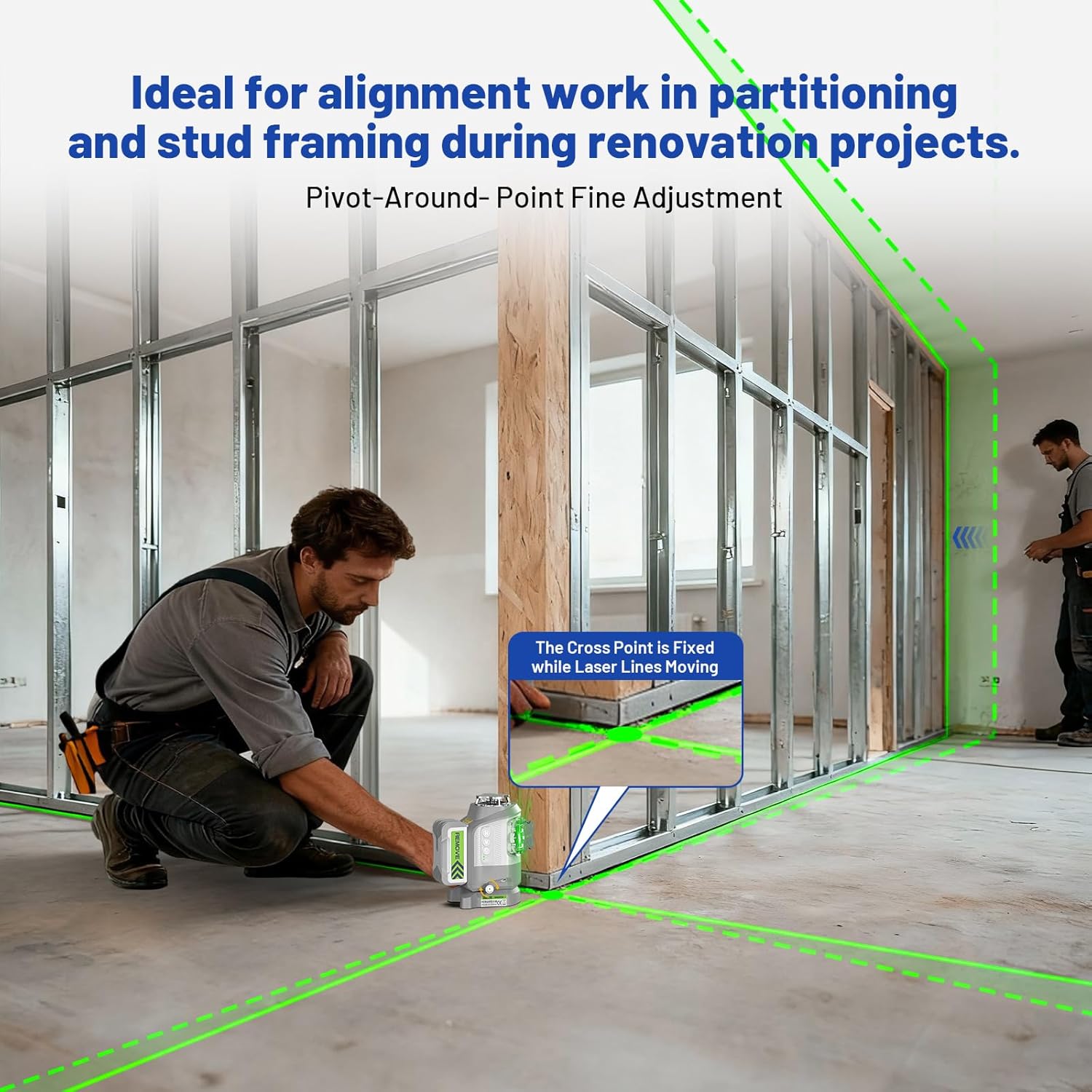 Thumbnail 1 de Huepar Pro Niveau laser vert 360 autonivelant avec base pivotante ±2 mm (GS03CG)