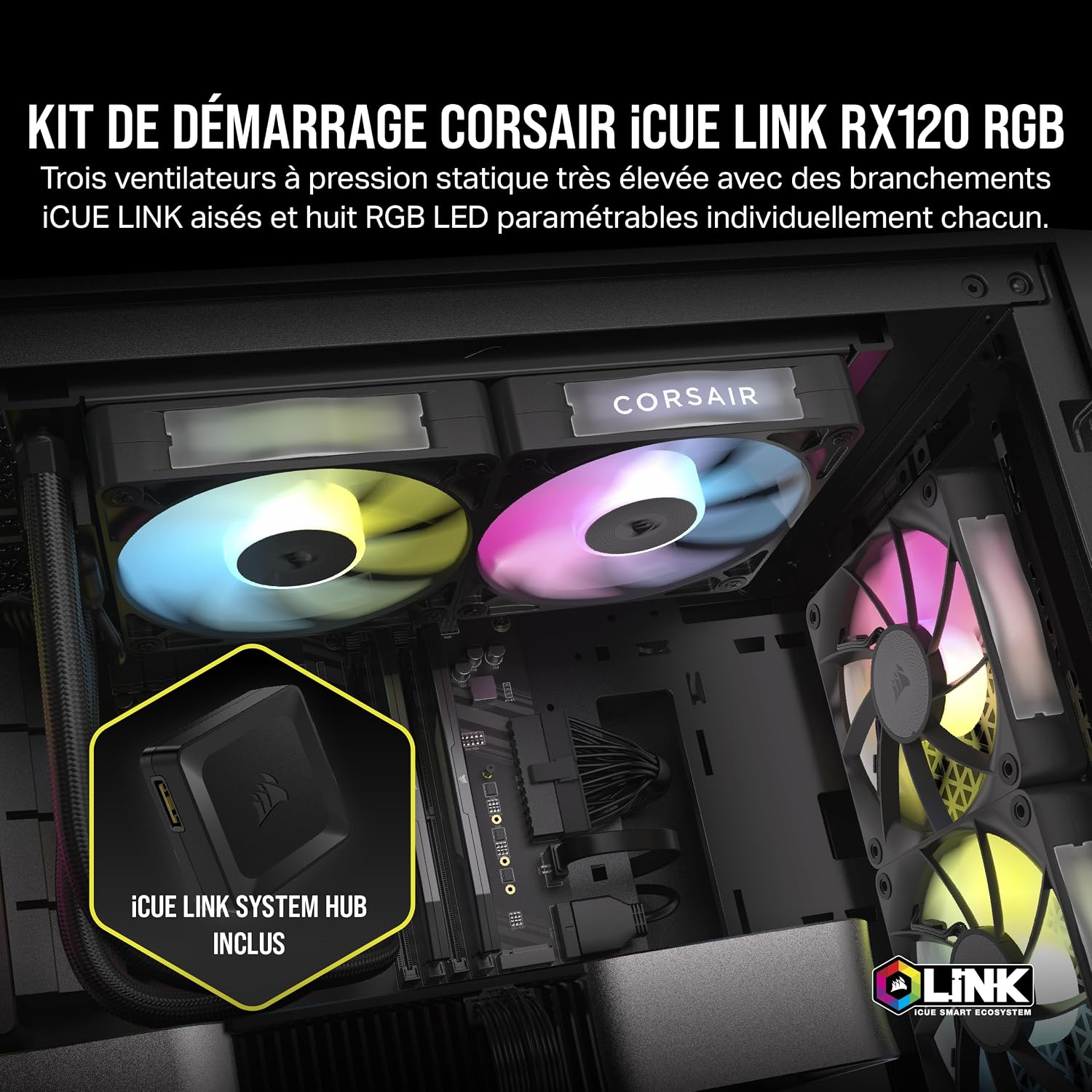 Thumbnail 1 de CORSAIR iCUE LINK RX120 Ventilateurs 120 mm x3