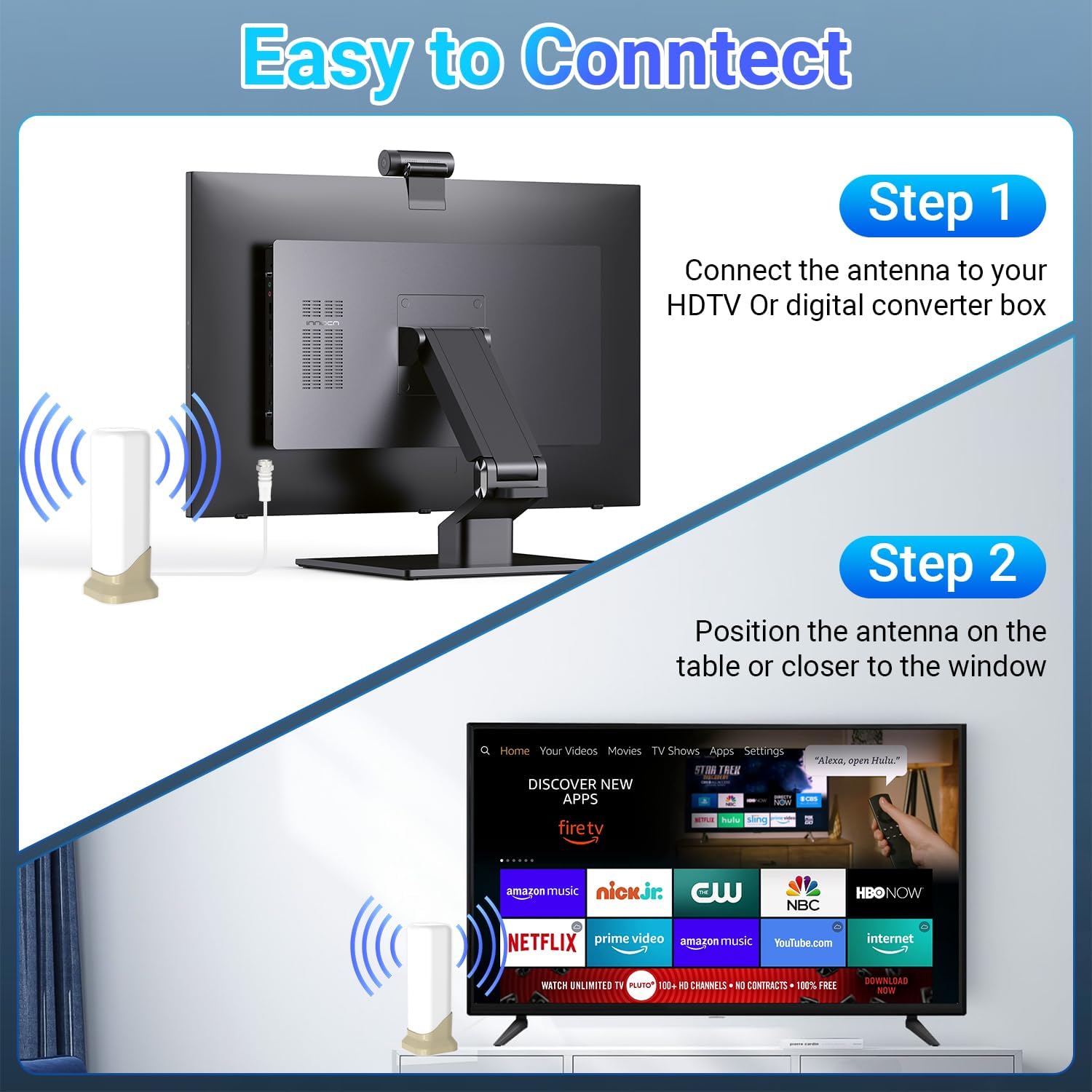 Detalle de TV Antenna for Smart TV Indoor with Magnetic Base – 2026 HD Indoor Antenna (Kakhi)