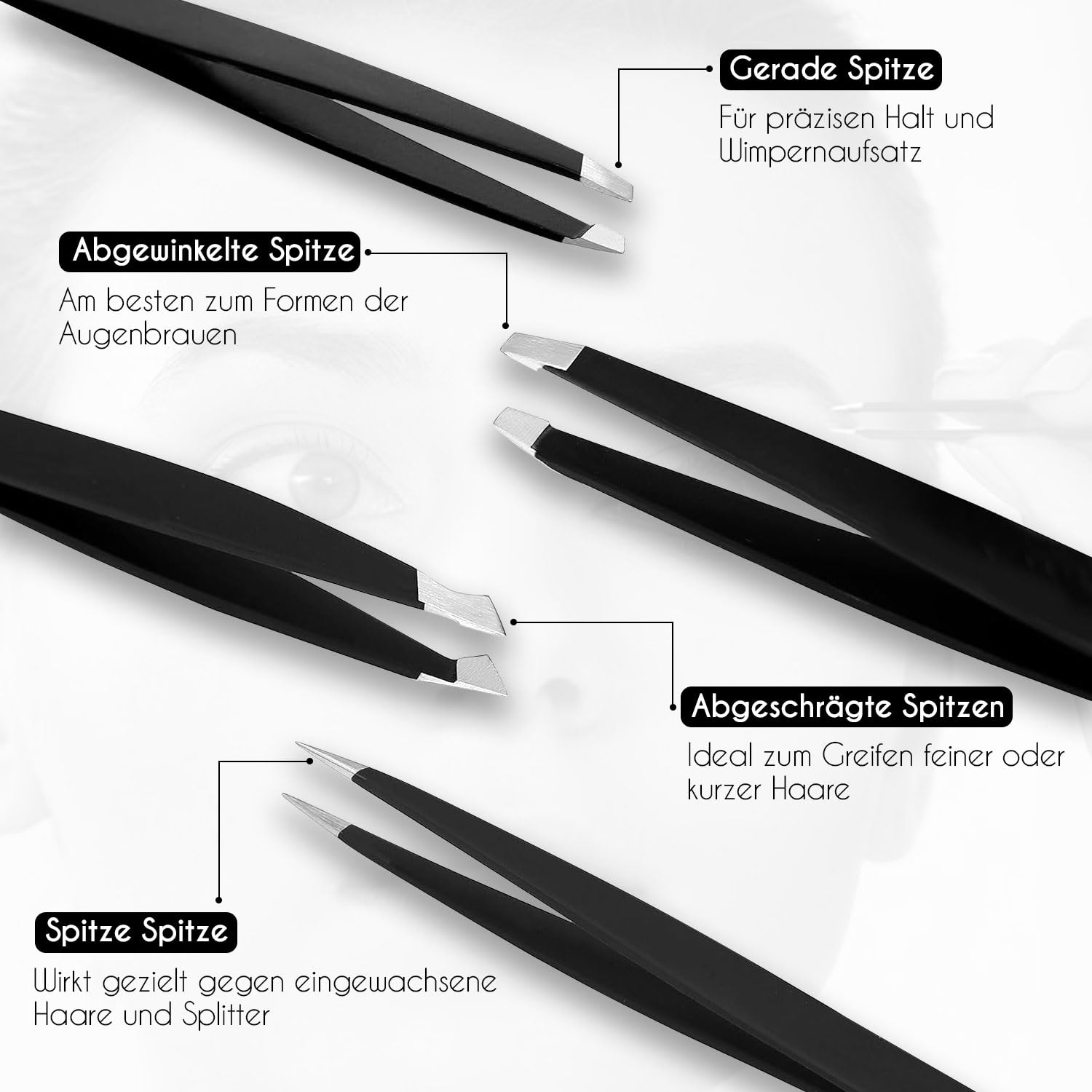 Thumbnail 1 de Candure Eyebrow Tweezers Set for Professionals (5 Stück) – Edelstahl Pinzetten-Set für präzige Haarentfernung