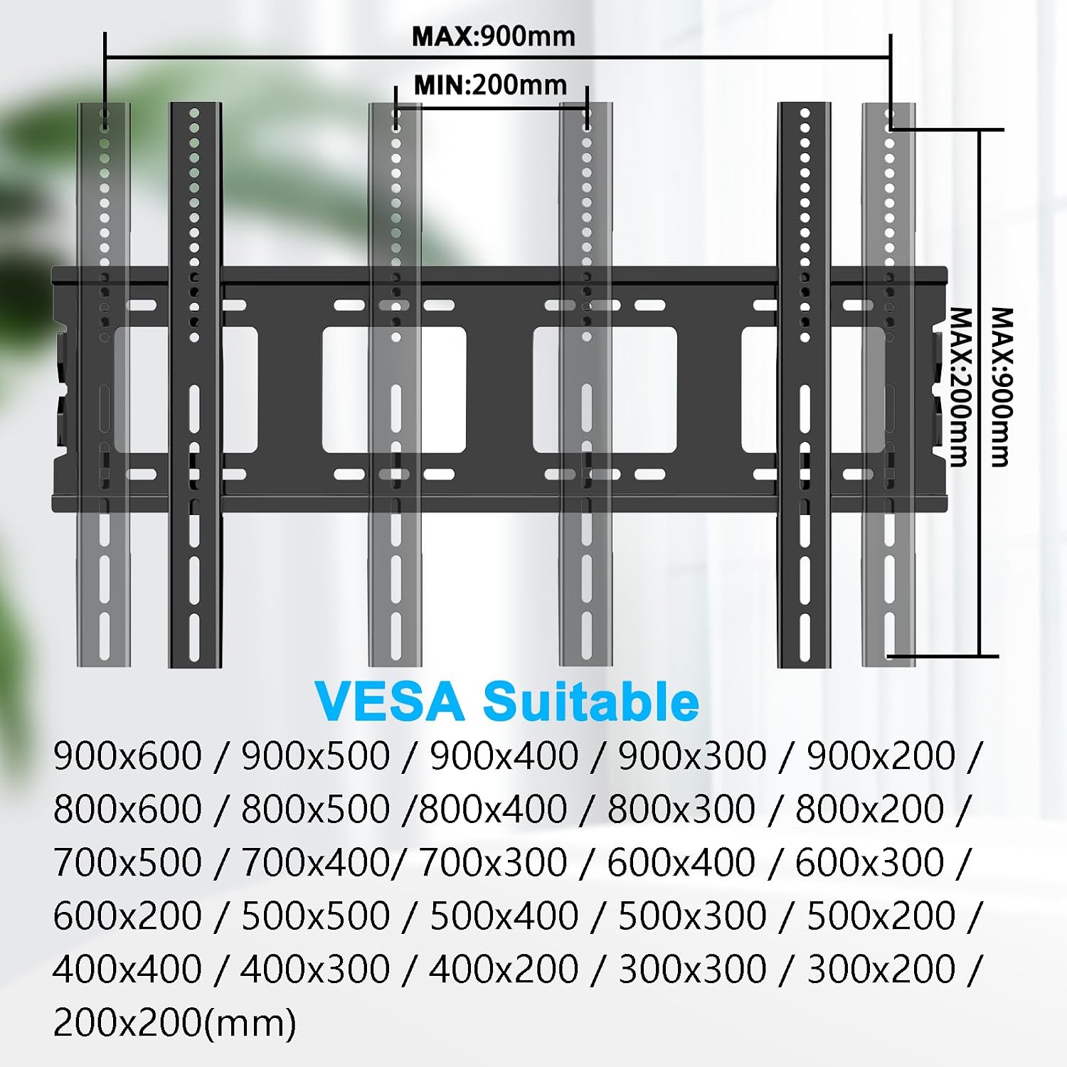 Detalle de JXMTSPW TV Wall Bracket Fixed for 50–120 inch TVs: Heavy-Duty, Ultra-Slim, VESA 900x600