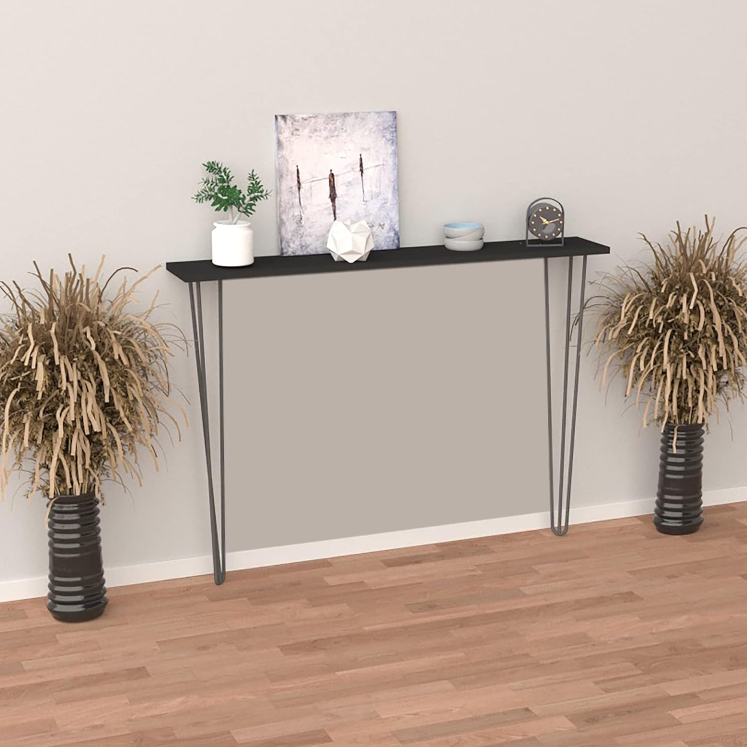 Thumbnail 2 de [en.casa] Étagère moderne à pieds épingle (82 x 80 x 18 cm) noire pour table d’appoint et rangement