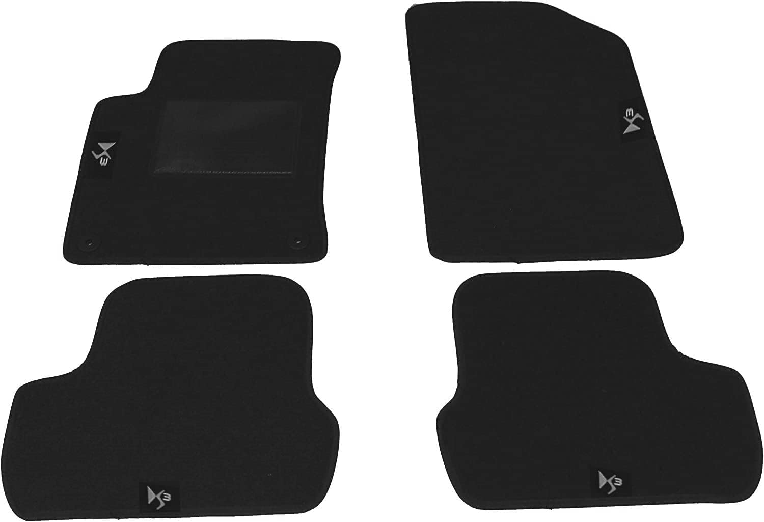 Detalle de Carmats compatibili tappetini DS3 2010–2018 in moquette con battitacco in gomma e fermi di fissaggio ∶ eleganza e sicurezza per l’abitacolo