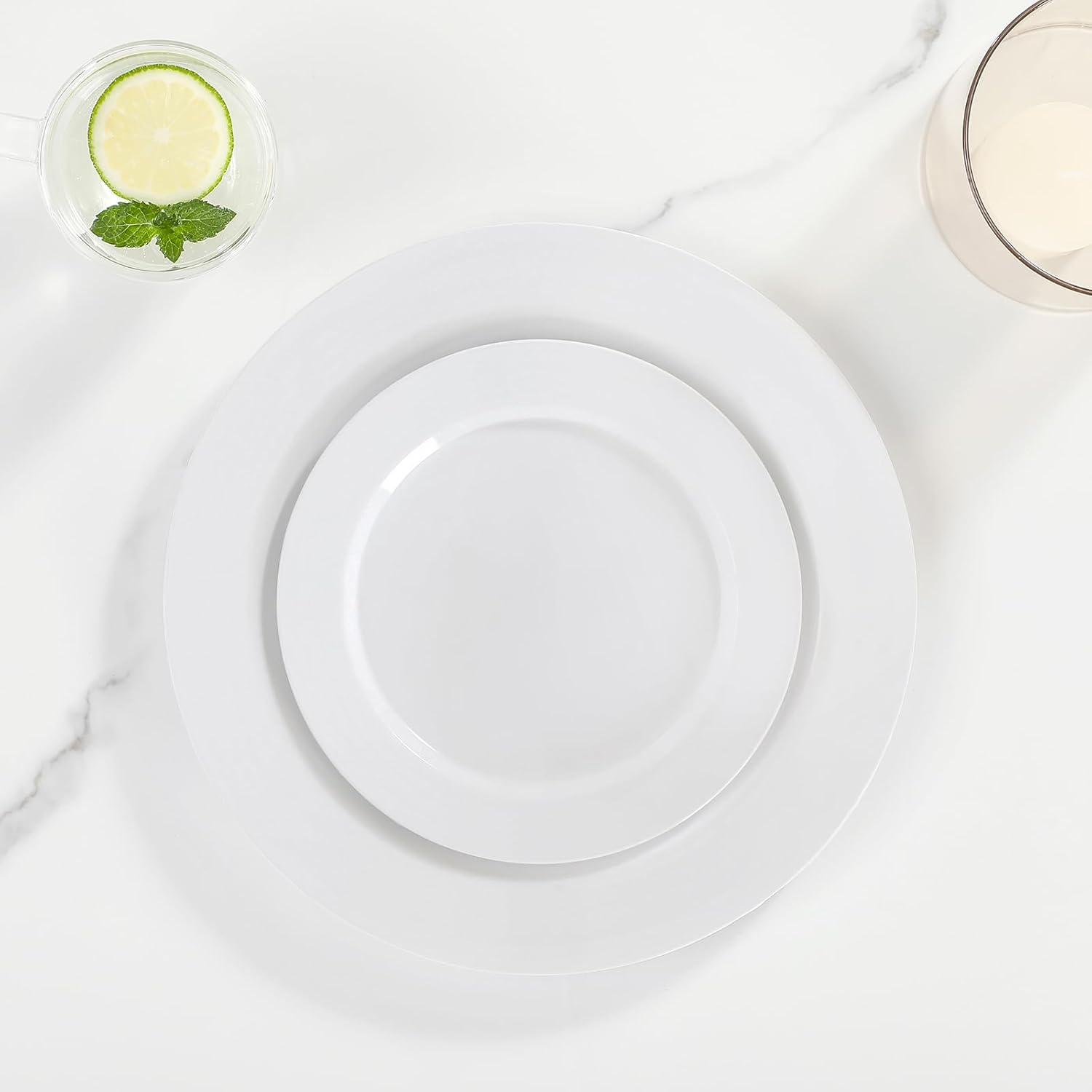 Thumbnail 4 de AOZITA 200-Count White Heavy-Duty Plastic Plates (100 Dinner + 100 Salad/Dessert)