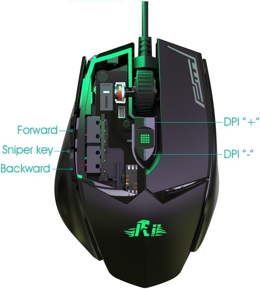 Thumbnail 4 de Rii Gaming M01 Laser: mouse professionale programmabile con LED RGB fino a 12.000 DPI