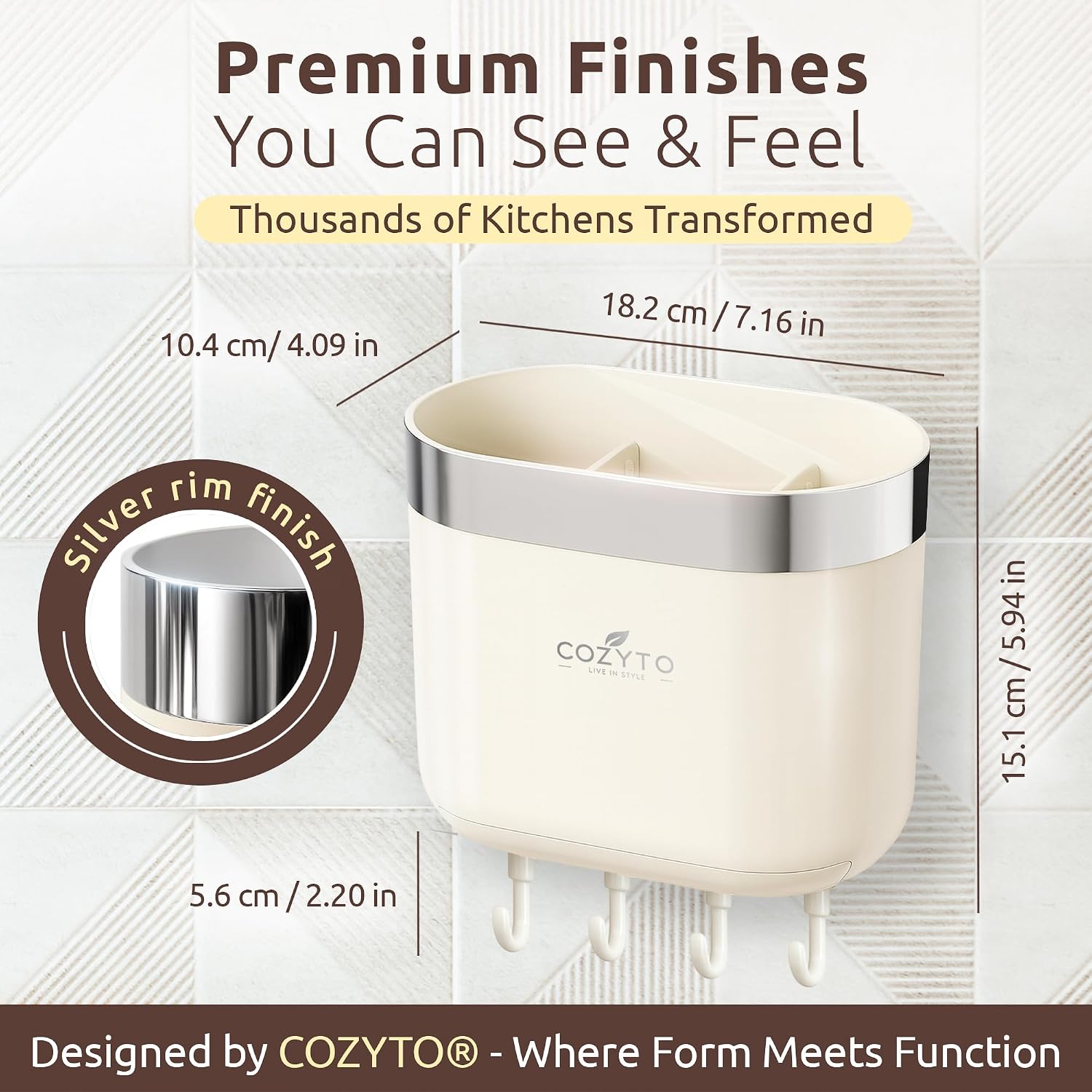 Detalle 2 de COZYTO Wall-Mounted Utensil Holder in BPA-Free ABS
