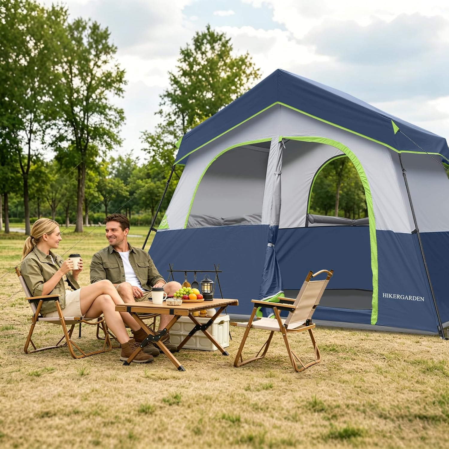 Detalle de HIKERGARDEN Campingzelt für 5–8 Personen – Robustem Familien-Kabinenzelt für Outdoor-Cans