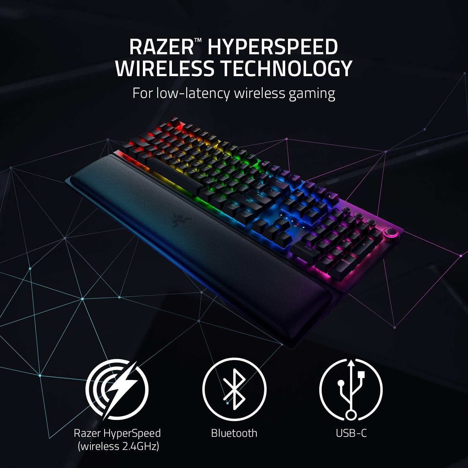 Detalle de Razer BlackWidow V3 Pro (Yellow Switch) – Kabelloses Voll‑Höhen‑Gaming-Keyboard mit Chroma RGB, Nordic Layout