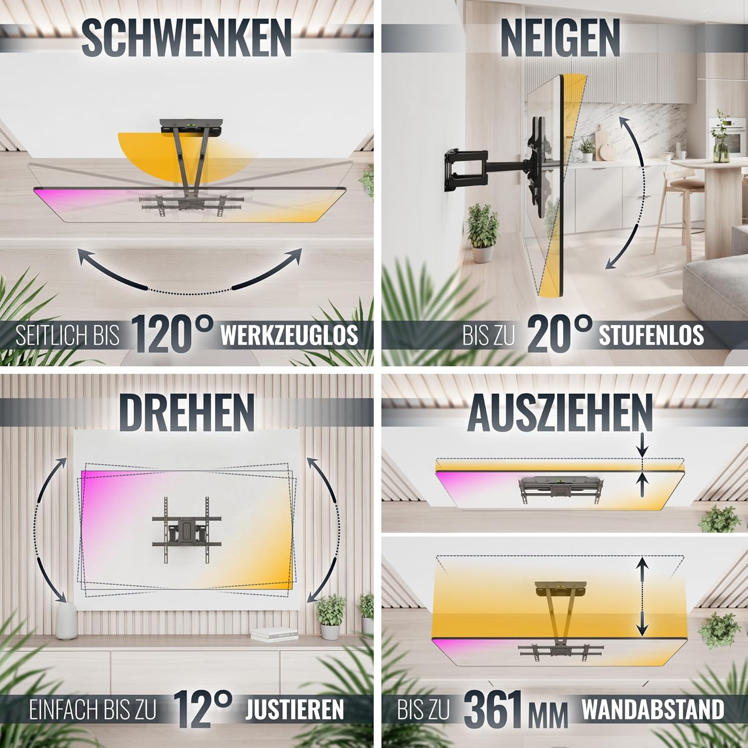 Detalle de RICOO S7244 TV Wandhalterung 40–65 Zoll