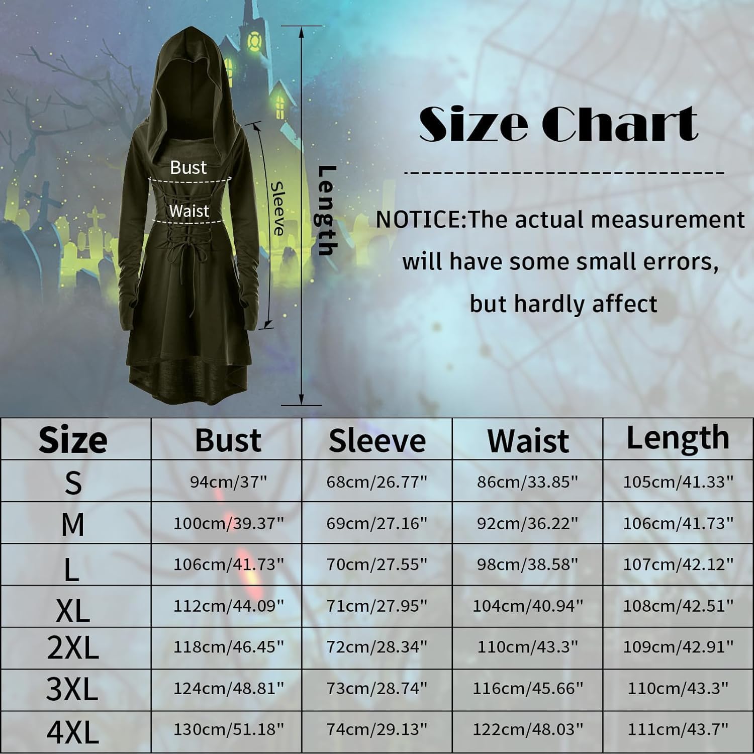 Thumbnail 2 de CNVAUIE Mittelalter Kleid Damen Kostüm Set 🎭