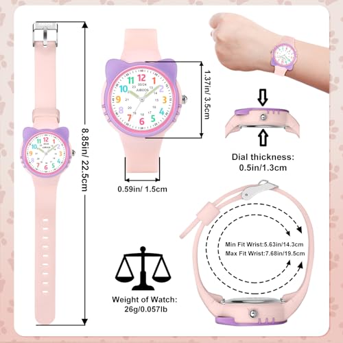 Detalle de Juboos Kinderuhr 30 M – wasserdichte Lernuhr Rosa für Jungen und Mädchen (5–15 Jahre)