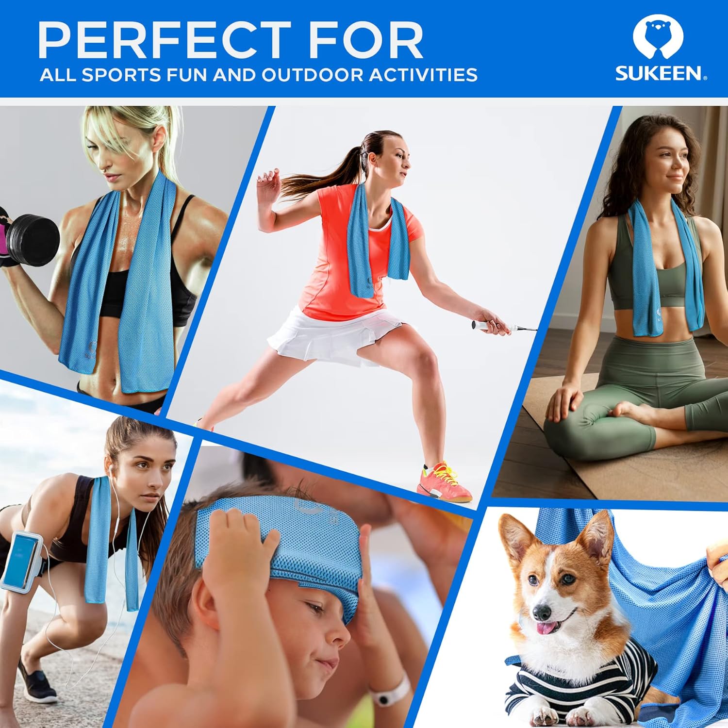 Thumbnail 6 de Sukeen 4 Pack Cooling Towels (40"x12"): Reusable Microfiber Ice Towels for Hot Workouts
