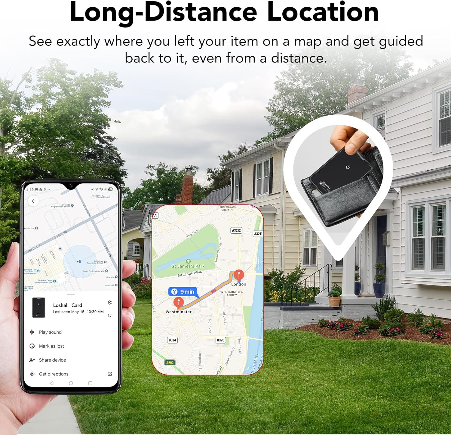 Thumbnail 3 de 2026 Nouveau: Carte Traceur Bluetooth pour Portefeuille – Lot de 2, IP68, 1,6 mm, 5 ans d’autonomie, Android uniquement
