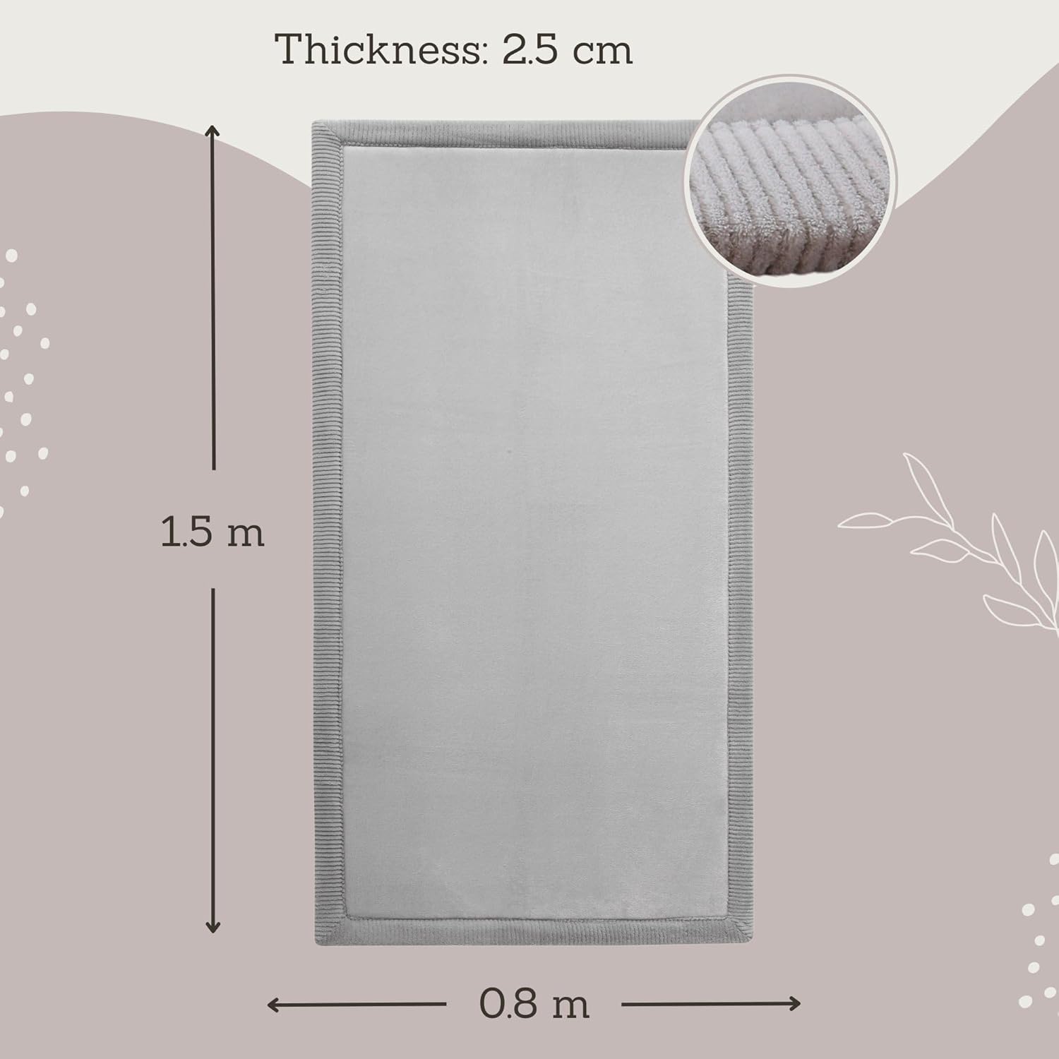Thumbnail 1 de Premium Large Coral Velvet Baby Play Mat 150x80x2.5cm (Grey) – High-density memory foam & non-slip backing