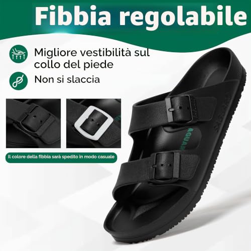 Detalle de SAGUARO Eva Ciabatte Uomo Donna Pantofole Antiscivolo EVA Nero 43 EU