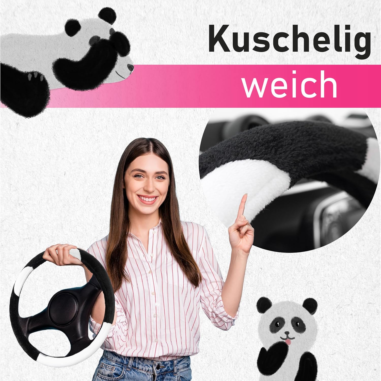 Detalle 2 de Upgrade4cars Lenkradbezug Plüsch 37-39 cm