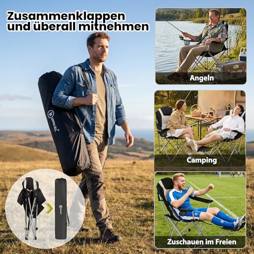 Thumbnail 7 de Homecall 2-in-1 Campingstuhl faltbar mit Fußablage – 2 Stück