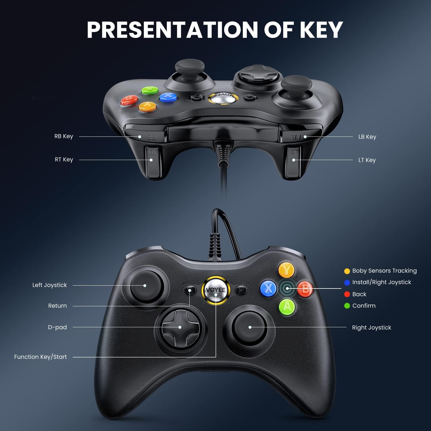 Thumbnail 4 de VOYEE PC Controller Wired for Xbox 360