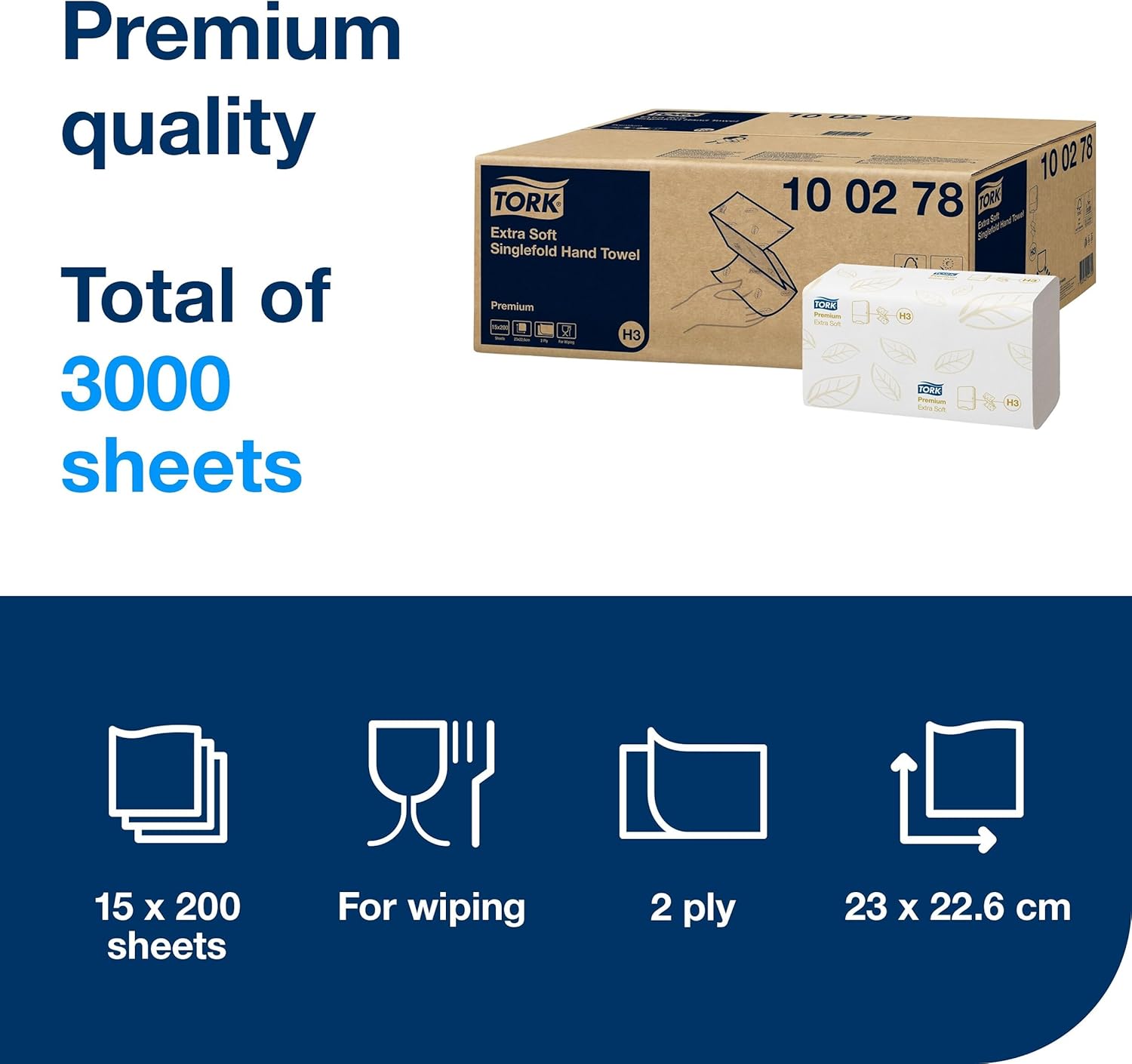 Thumbnail 1 de Tork Extra Soft Singlefold Towels 200 Sheets