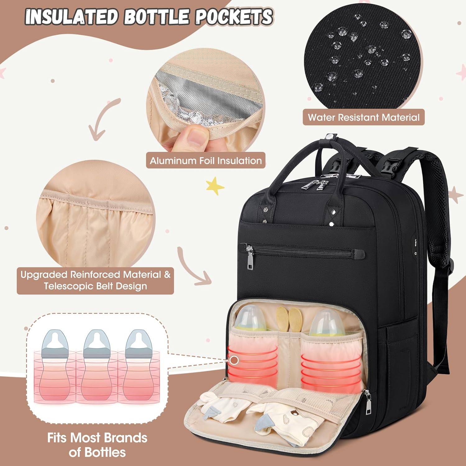 Thumbnail 4 de RAINSMORE baby changing bag backpack