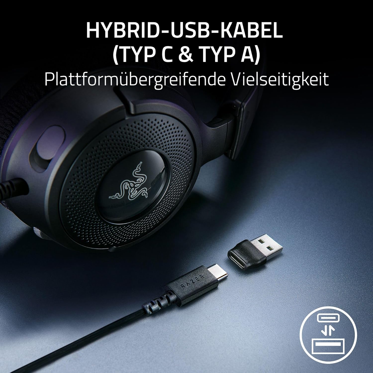 Thumbnail 5 de Razer Kraken V4 X kabelgebundenes Gaming-Headset mit Triforce 40-mm, 7.1-Surround und Chroma RGB