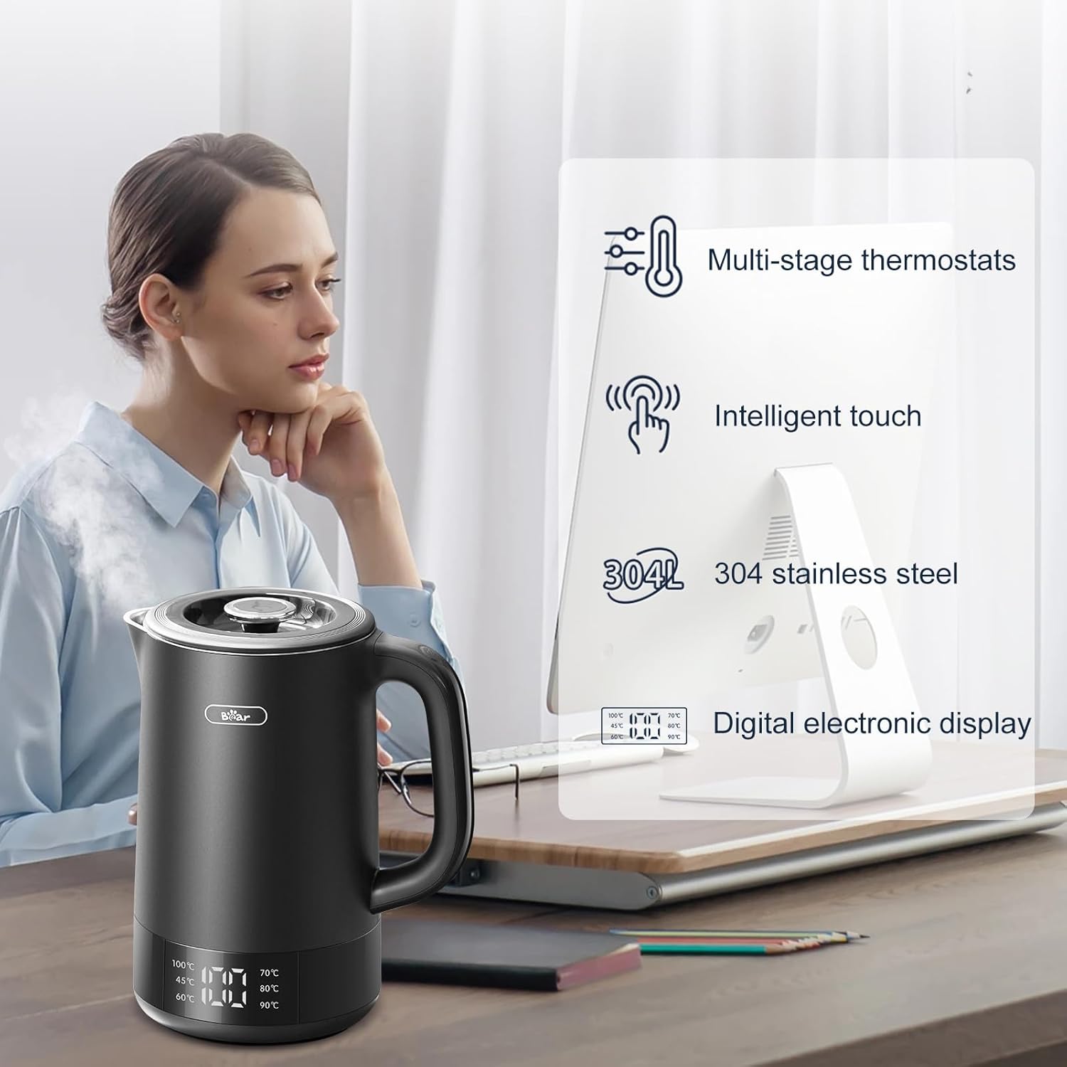 Thumbnail 4 de Bear 1.7L Electric Kettle 6‑temp settings 🔌