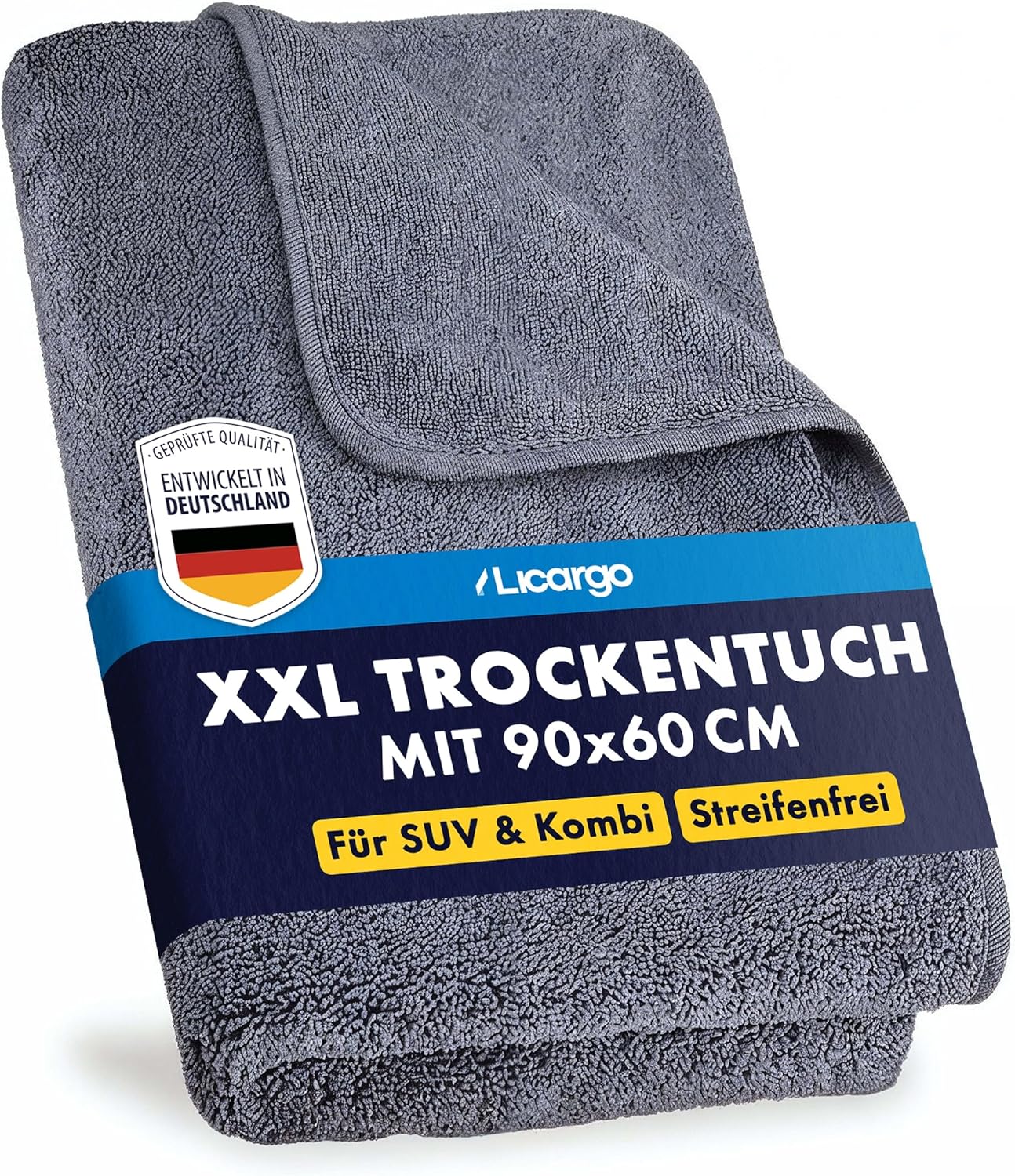 Detalle de LICARGO Auto Trockentuch XXL 90×60 cm – 550 GSM Twisted Loop Mikrofasertuch für streifenfreien Glanz