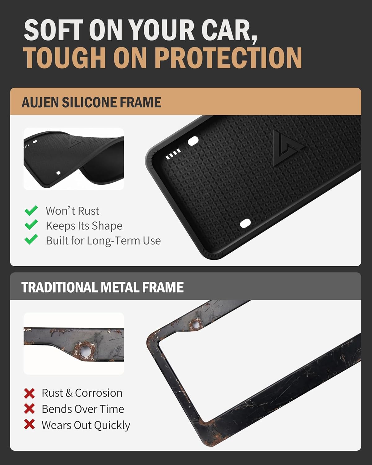 Thumbnail 5 de Aujen Silicone License Plate Frames 2-Pack 🛞