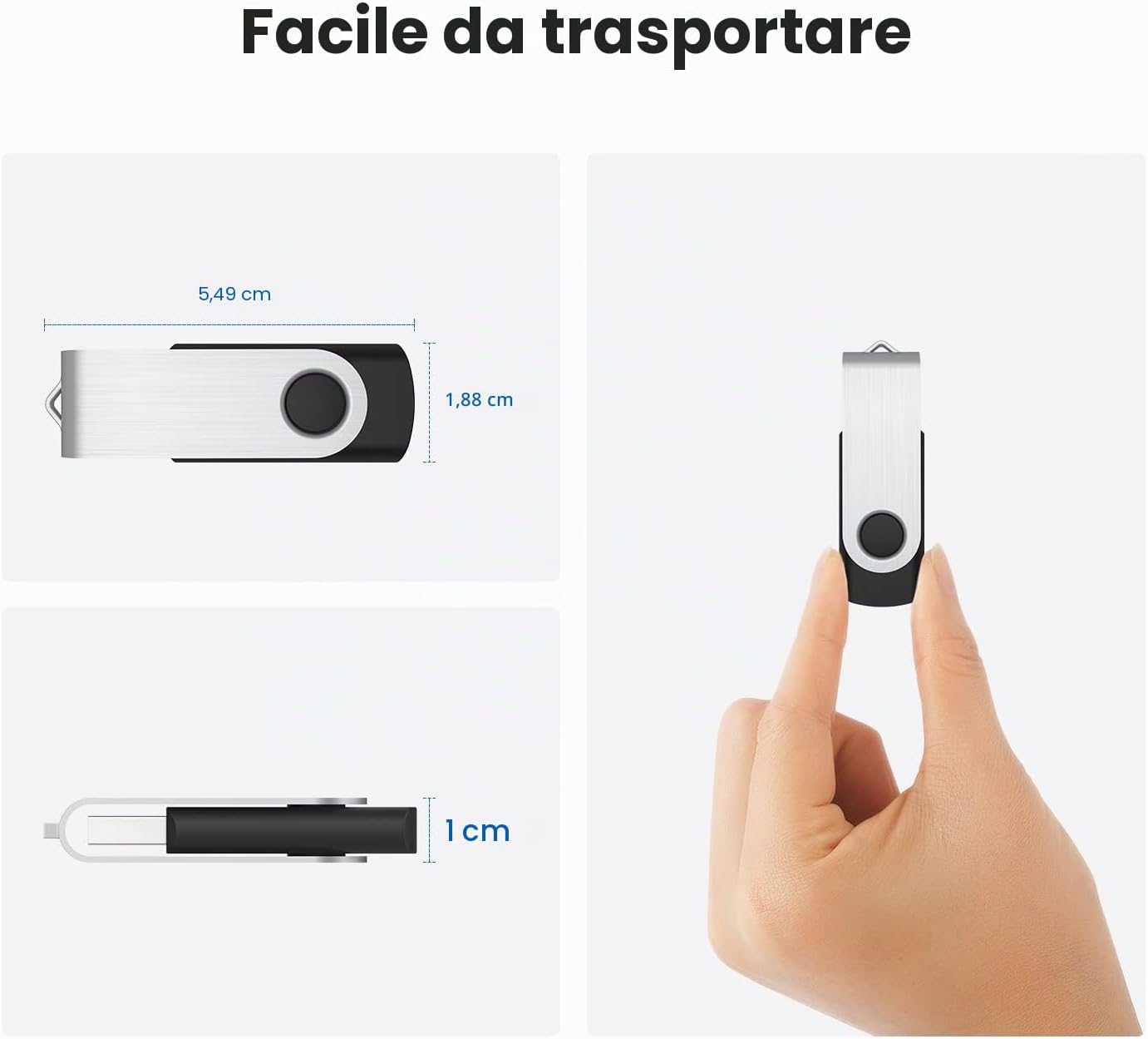 Detalle de KOOTION Chiavetta USB 10 pezzi 16GB USB 3.0 | Set compatto e robusto con cappuccio girevole in metallo
