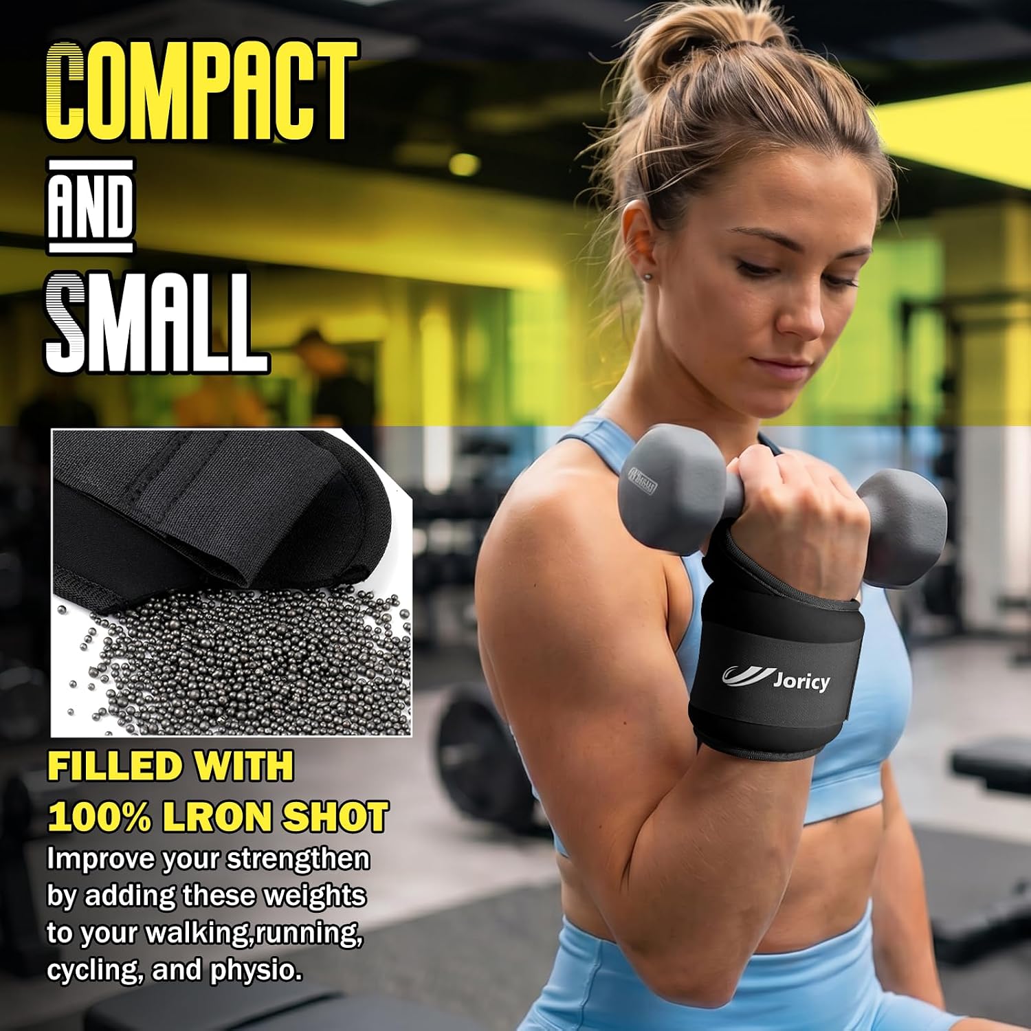 Detalle de JORICY J-weight-002-black4LB Wrist Weights, 2 lb Each, Thumb Loops