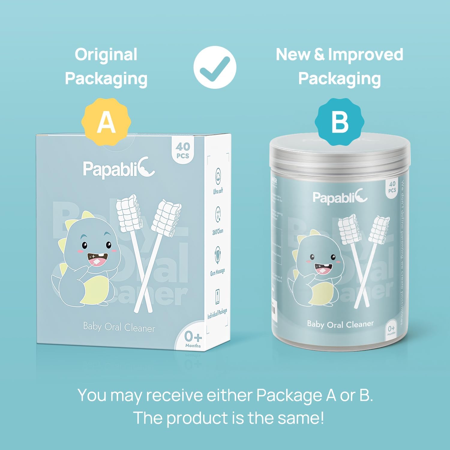 Detalle de Papablic Papablic45 Baby Tongue Cleaner, Disposable 40-Pack for Ages 0–2