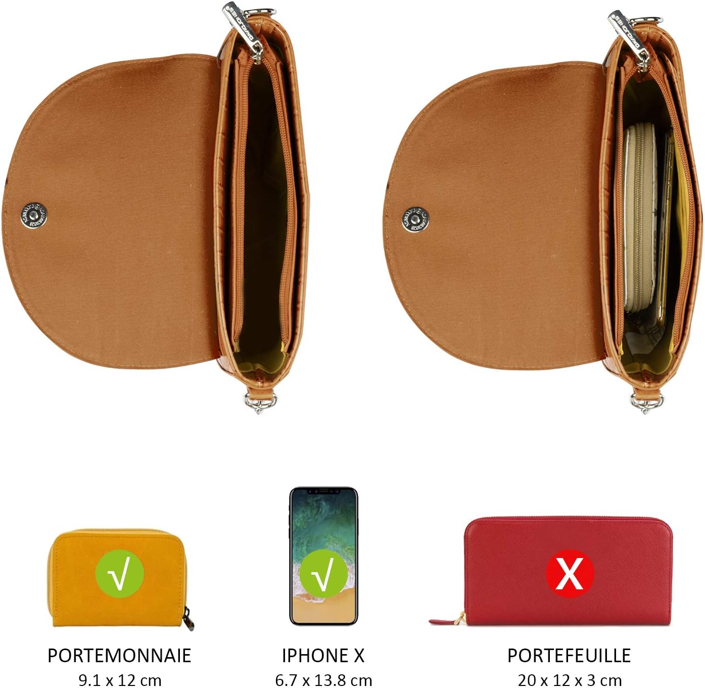 Thumbnail 6 de David Jones Petit sac bandoulière croco 21 cm